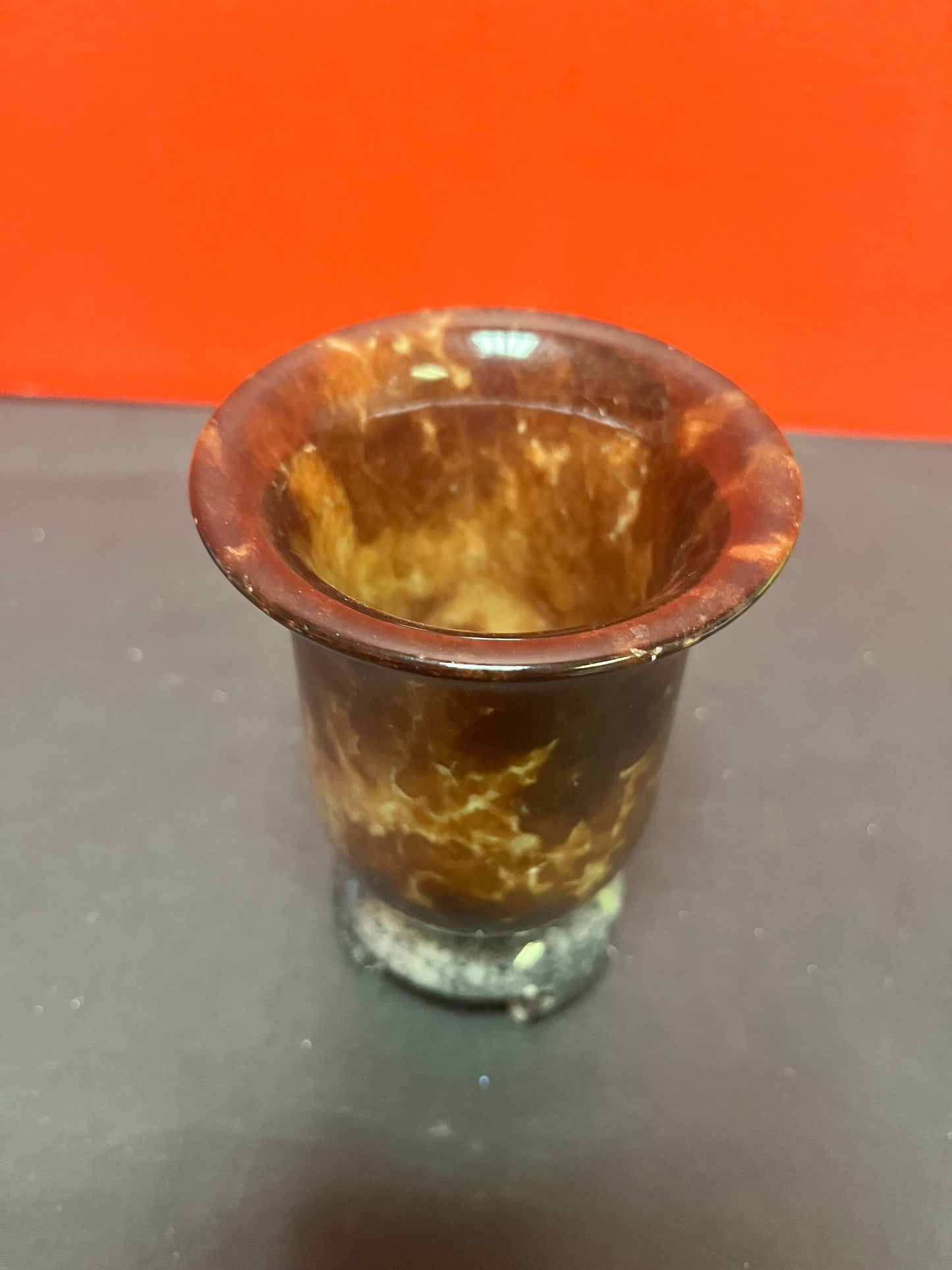 A  Stunning antique Chinese stone cup on Stone base  seems to be a ceremonial piece  amazing condition  fabulous colouring