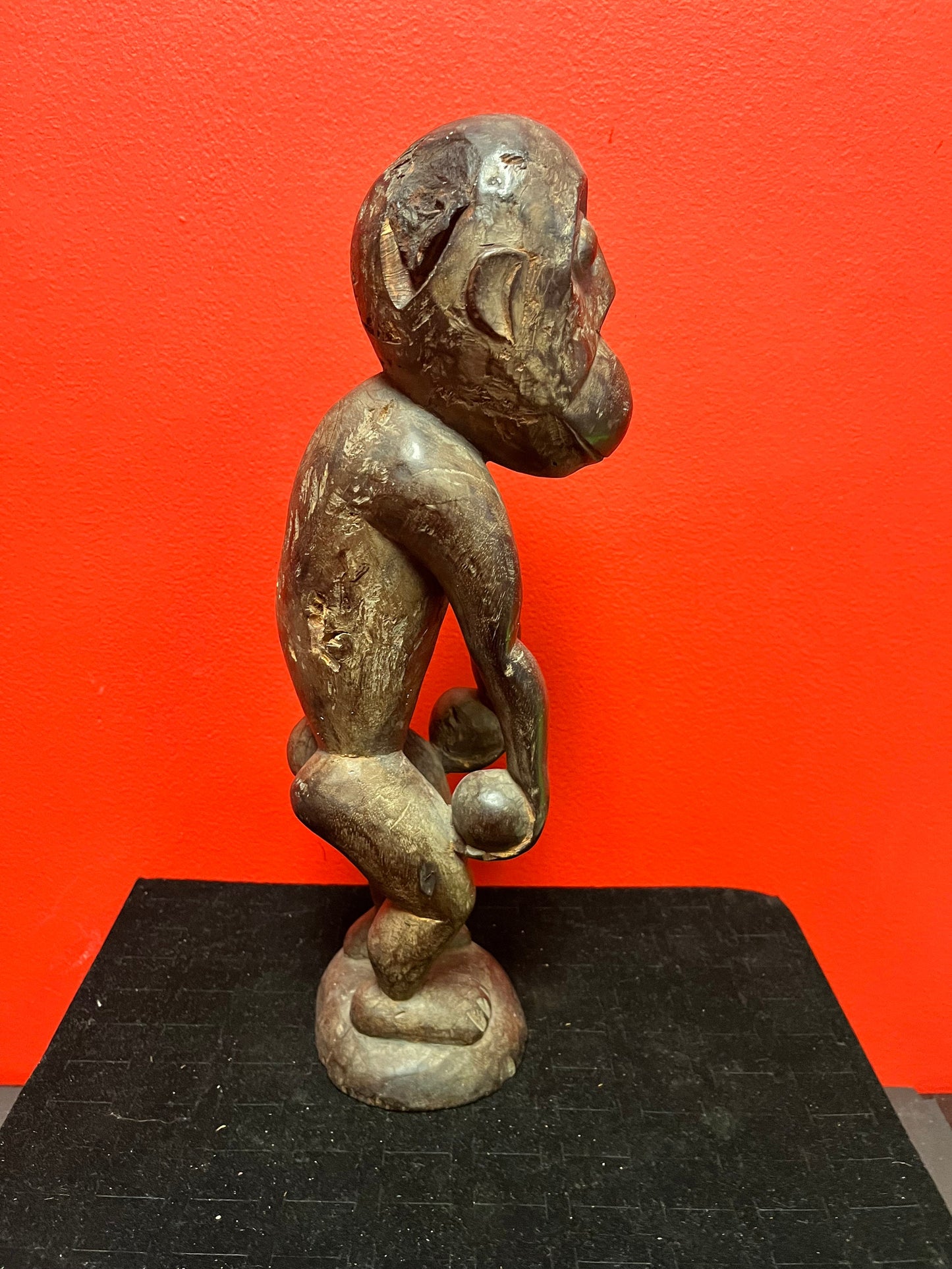 A  Stunning Unusual African statue of a monkey man - antique with wonderful patina in great condition - 14 inches tall