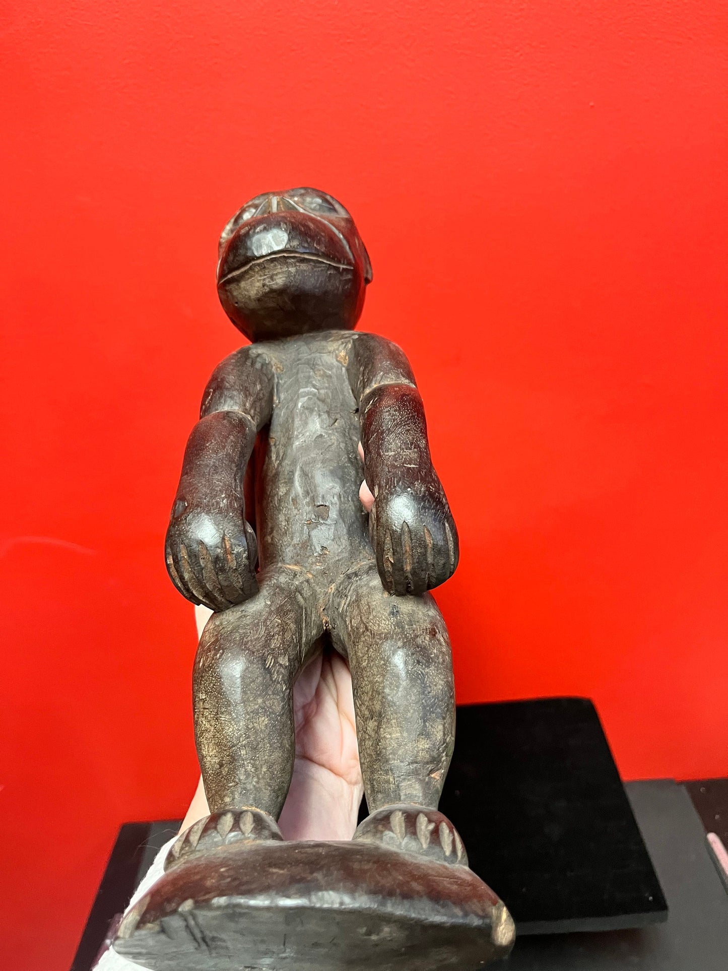 A  Stunning Unusual African statue of a monkey man - antique with wonderful patina in great condition - 14 inches tall