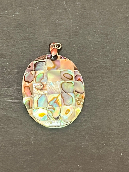 2 inch long abalone shell pendant  lovely condition