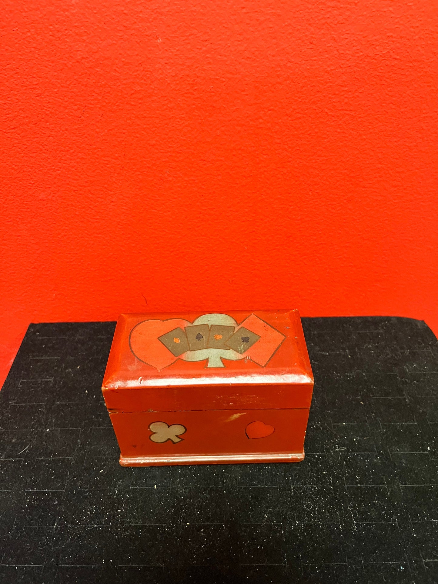 A  Stunning Japanese antique 4.5 x 3 x 2 high   Lacquer playing card box  wonderful detail and quality