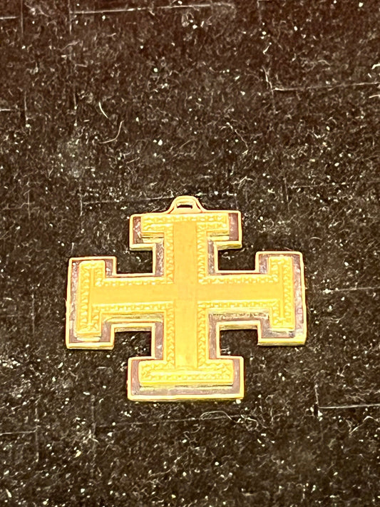 1.5 inch gold and black cross pendant  - ready to wear