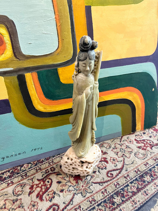 A  13 inch tall stunning soapstone Chinese statue of a woman  wow  great detail