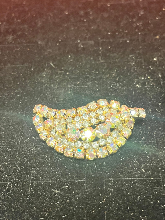 A  Beautiful 2 inch long signed rhinestone brooch