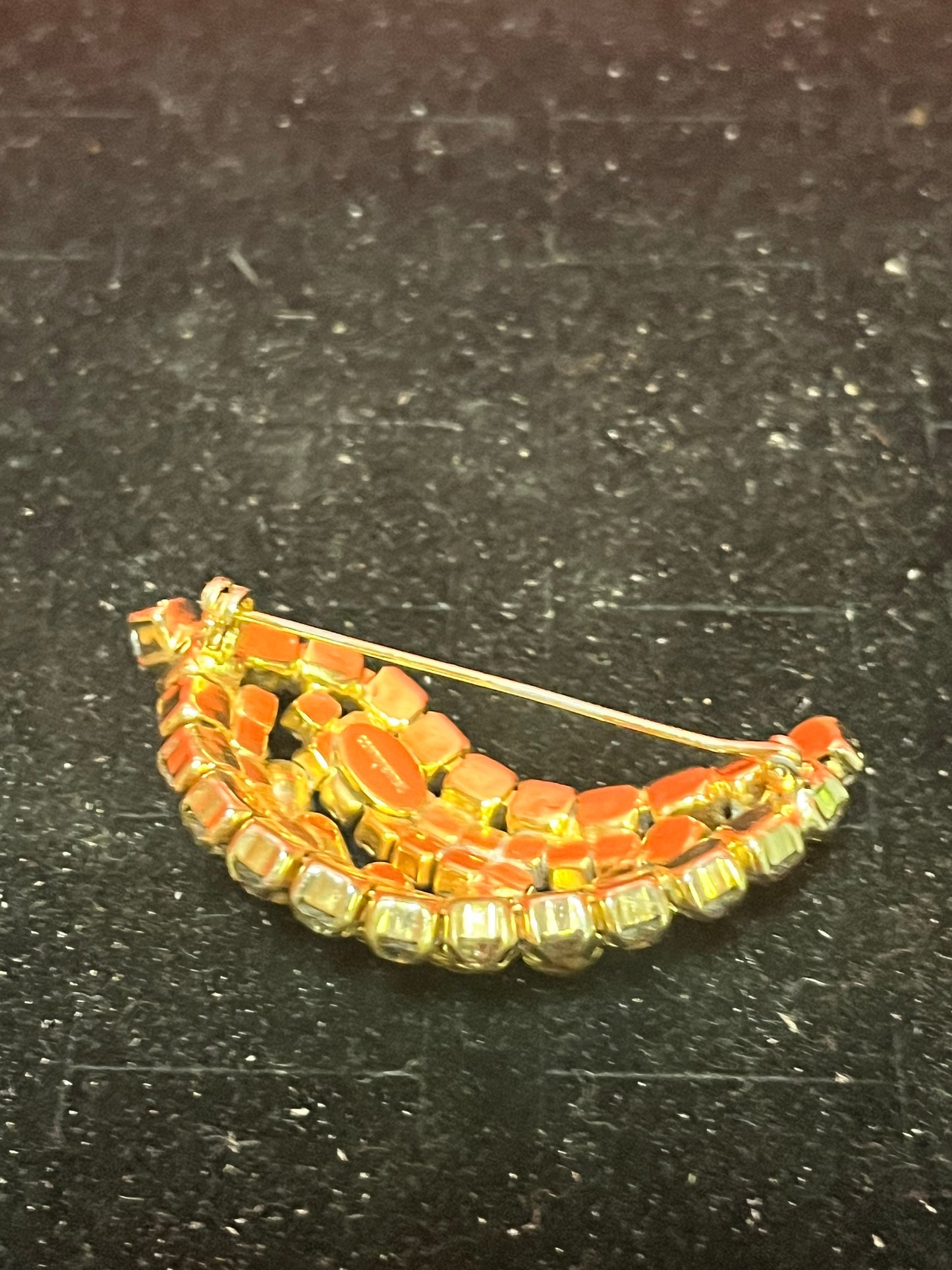 A  Beautiful 2 inch long signed rhinestone brooch