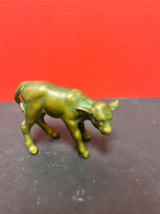 Lovely 4 1/2 x 3 high stylized antique bronze  fawn  great patina