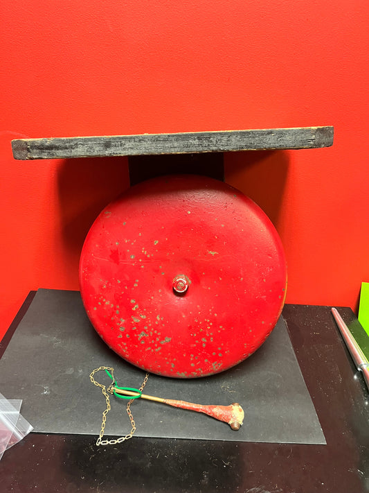 Fabulous boxing bell - old authentic museum quality Vancouver Island boxing club ring bell  bell 14 inches  plus shelf and hammer - wow