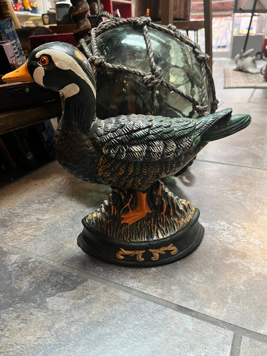 Fabulous 11 x 10 cast-iron mallard duck doorstop   great paint and patina  heavy  Ready for your door