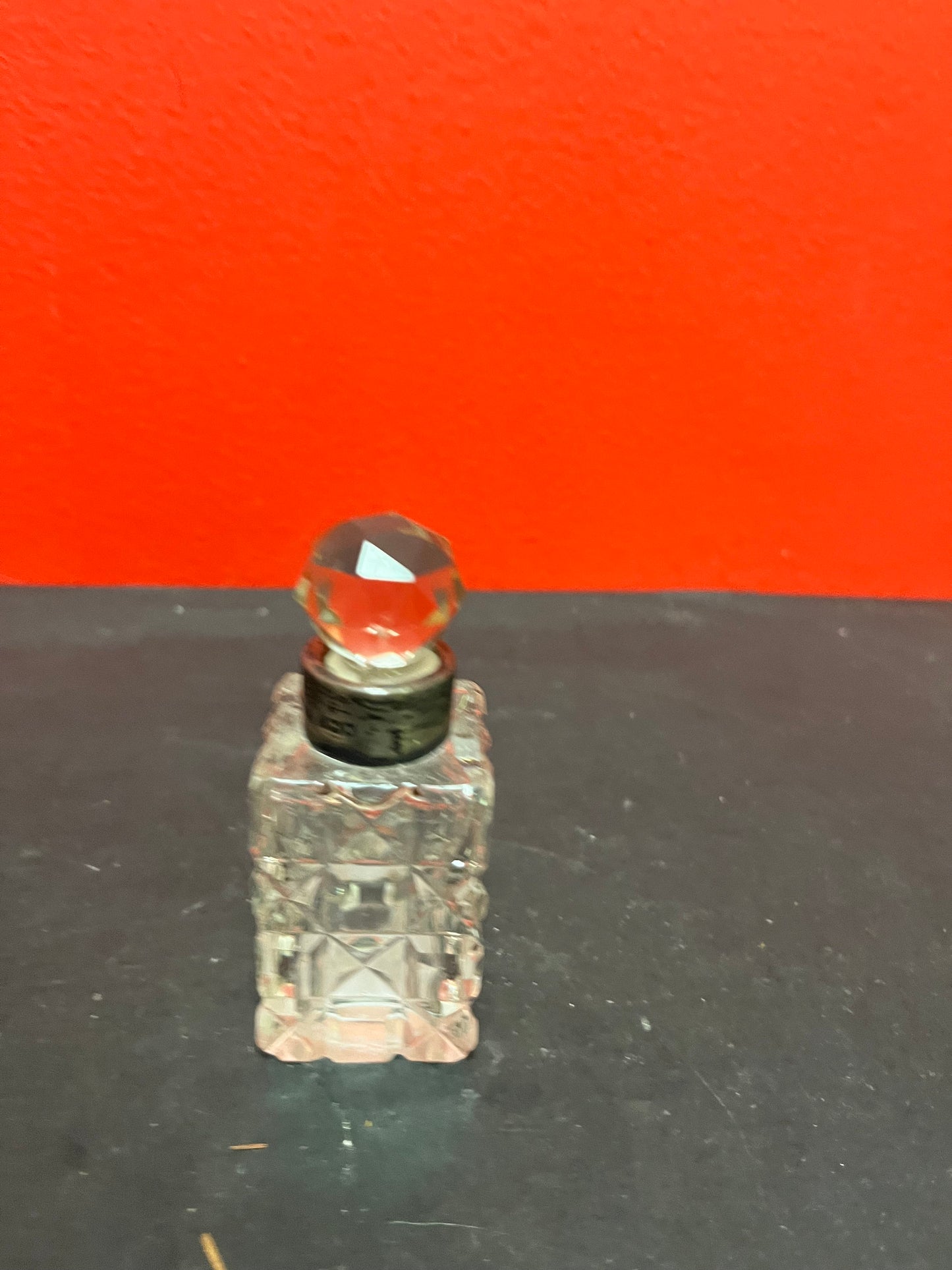 Lovely 3.5 inch tall crystal and hallmarked English sterling silver perfume bottle   nice condition