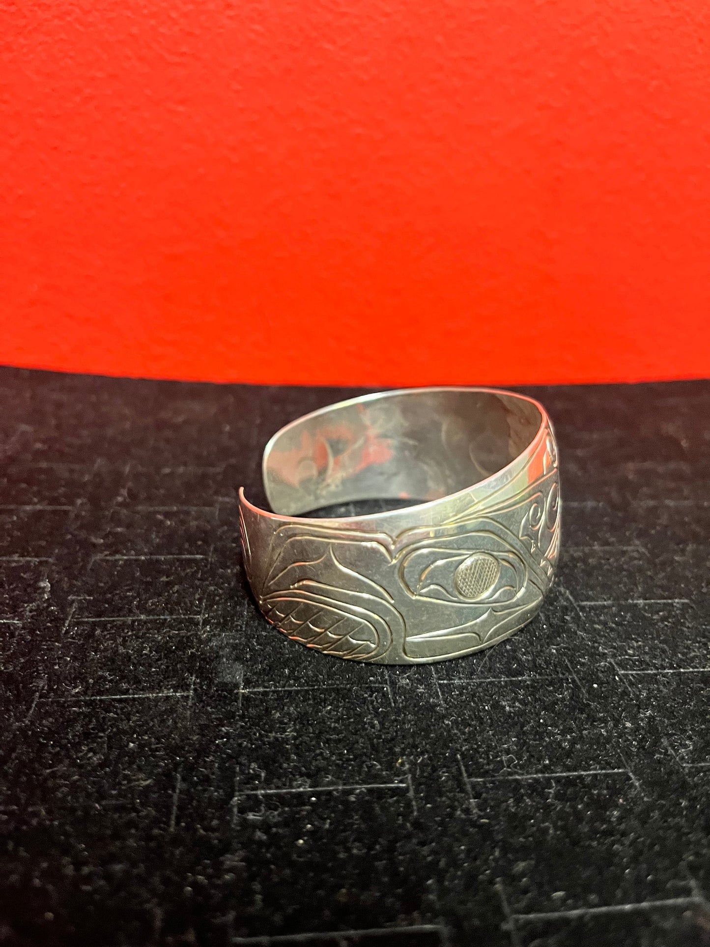 Huge stunning 3 x 1.5 high, signed Edgar Joseph, heavy high-quality detailed indigenous first nations Northwest Coast Sterling bracelet