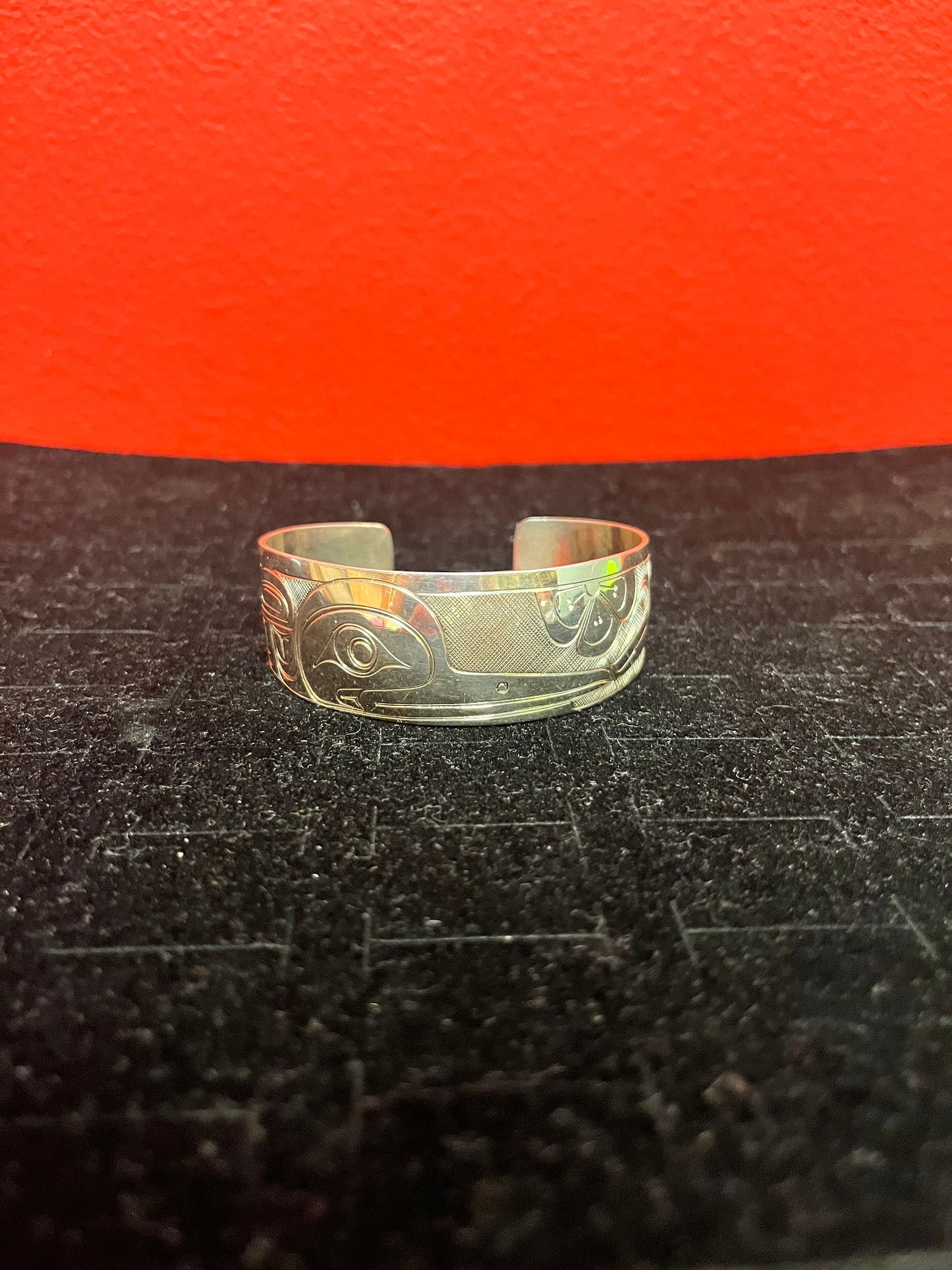 A  Stunning 2 1/2 inch wide by 1 inch high  signed Tony Hunt Sterling silver Thunderbird bracelet  indigenous first nations northwest coast