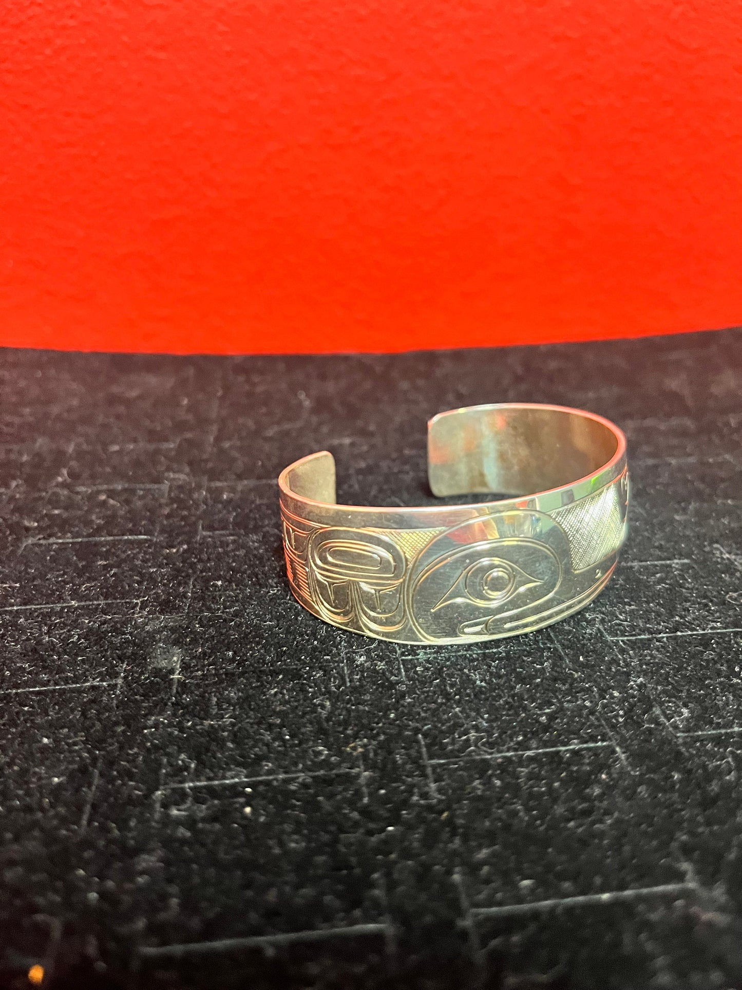 A  Stunning 2 1/2 inch wide by 1 inch high  signed Tony Hunt Sterling silver Thunderbird bracelet  indigenous first nations northwest coast