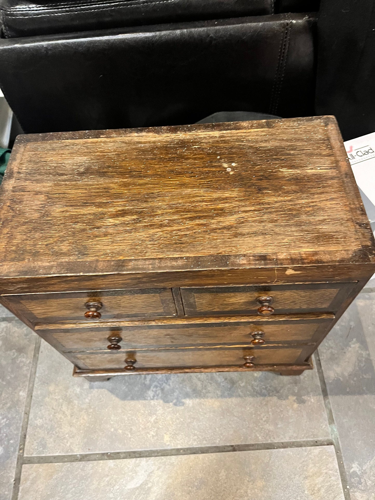 A 13 x 7 x 14 inch high antique wooden salesman salesman sample chest of drawers  late 1800s miniature furniture beautiful