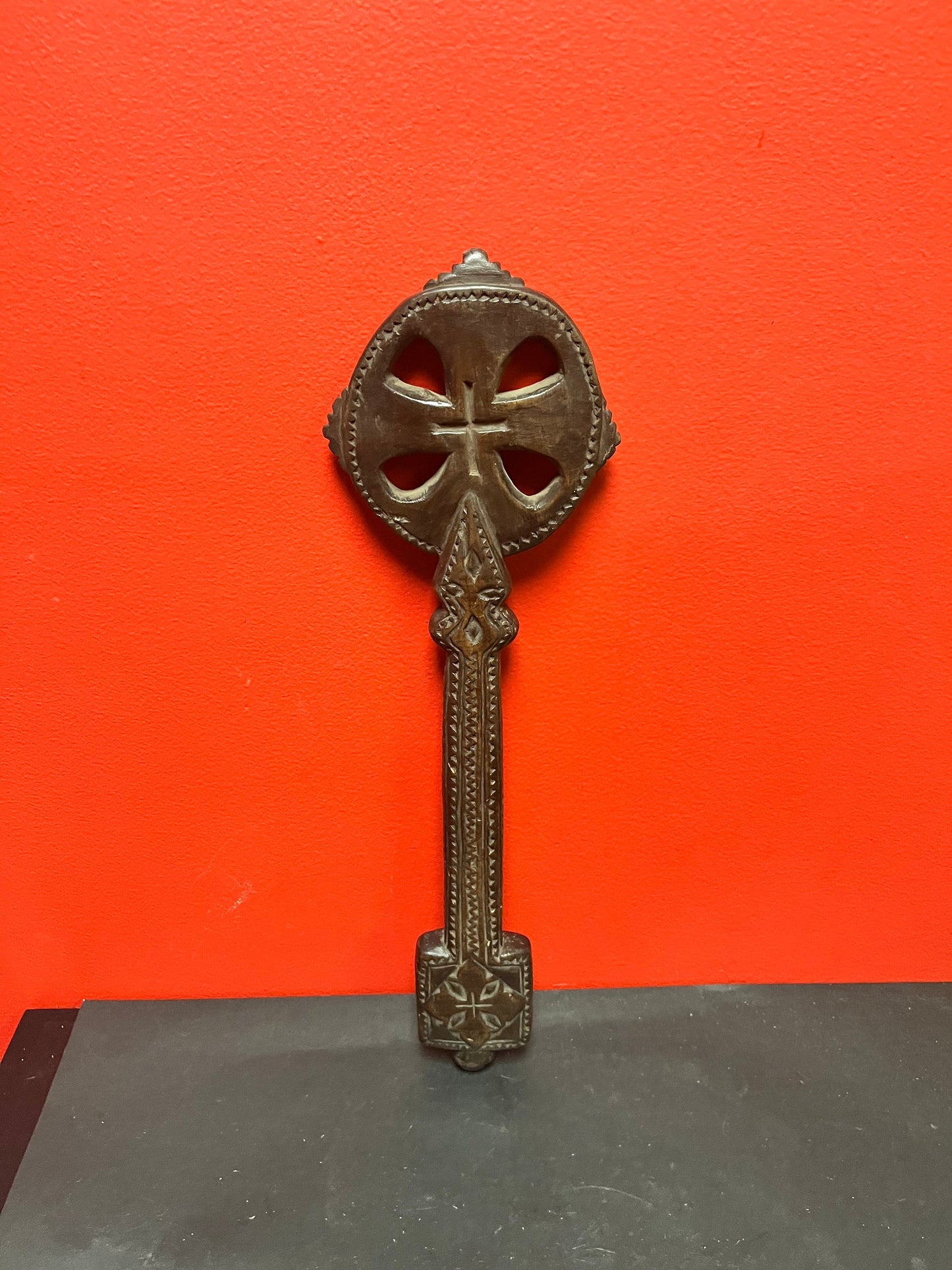 Fabulous 17 x 5 wide antique African Ethiopian Coptic cross  wooden religious beauty