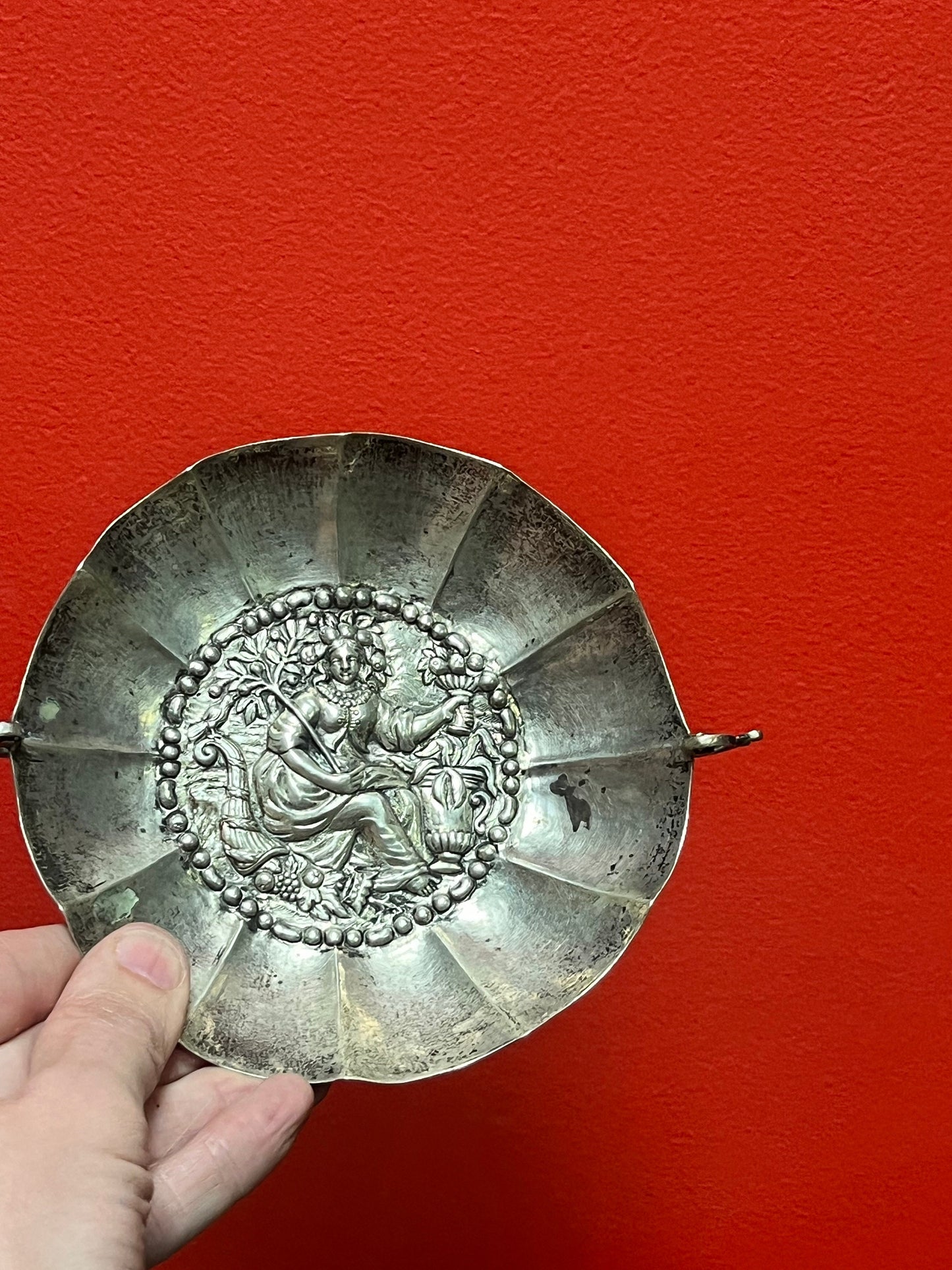 A  Persian silver bowl   7 inches and untested  great imagery and needs a polish