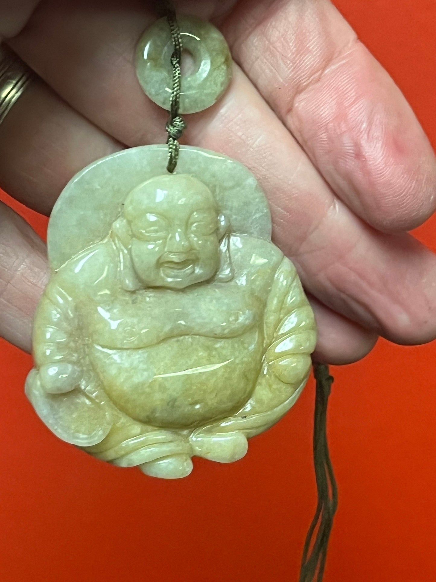 Lovely 3 inch Chinese jade Buddha pendant   great condition  lovely detail