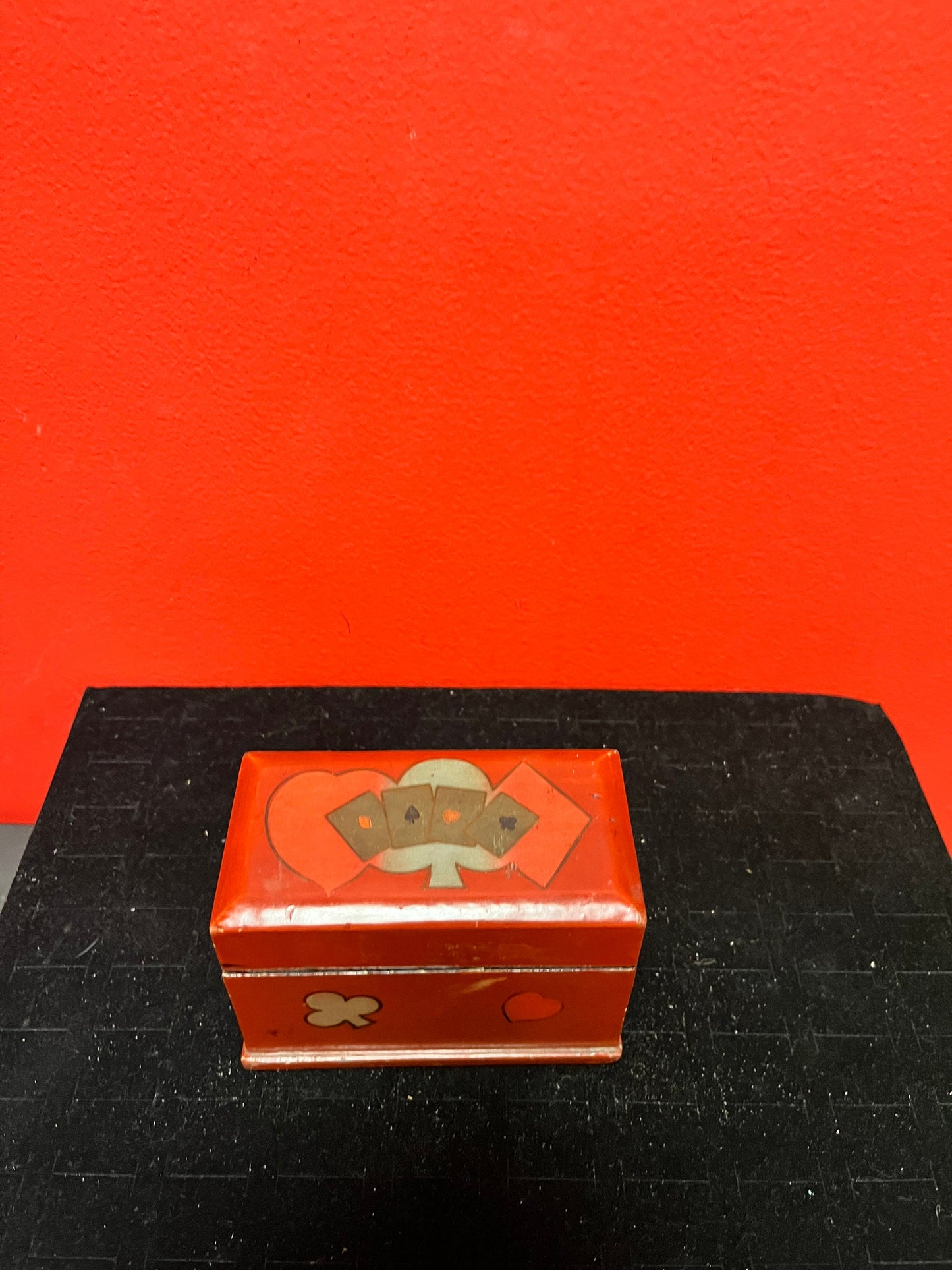 A  Stunning Japanese antique 4.5 x 3 x 2 high   Lacquer playing card box  wonderful detail and quality