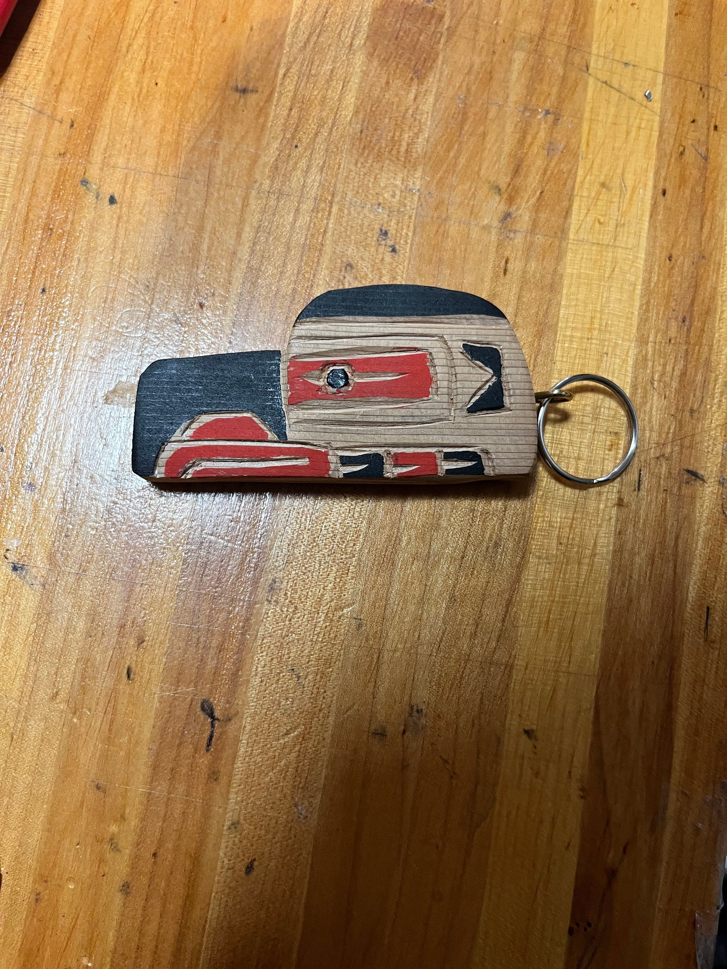 4 inch Indigenous First Nations pacific northwest coast raven keychain carved and painted by Brad Joseph jr  great gift  good value