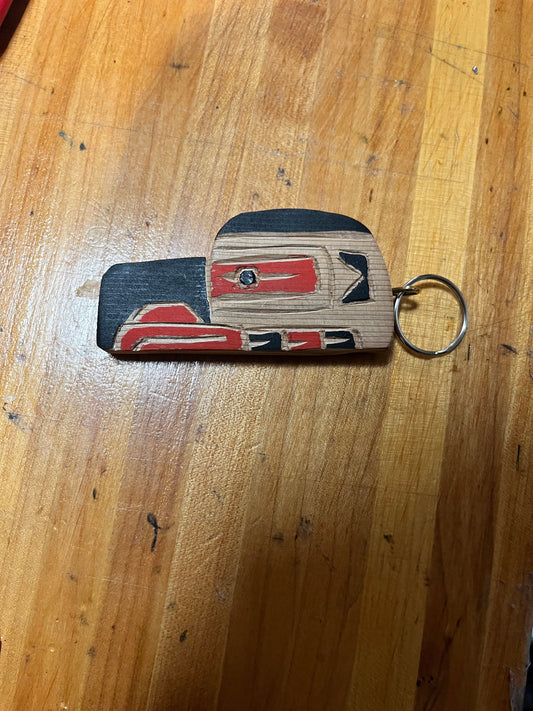 4 inch Indigenous First Nations pacific northwest coast raven keychain carved and painted by Brad Joseph jr  great gift  good value