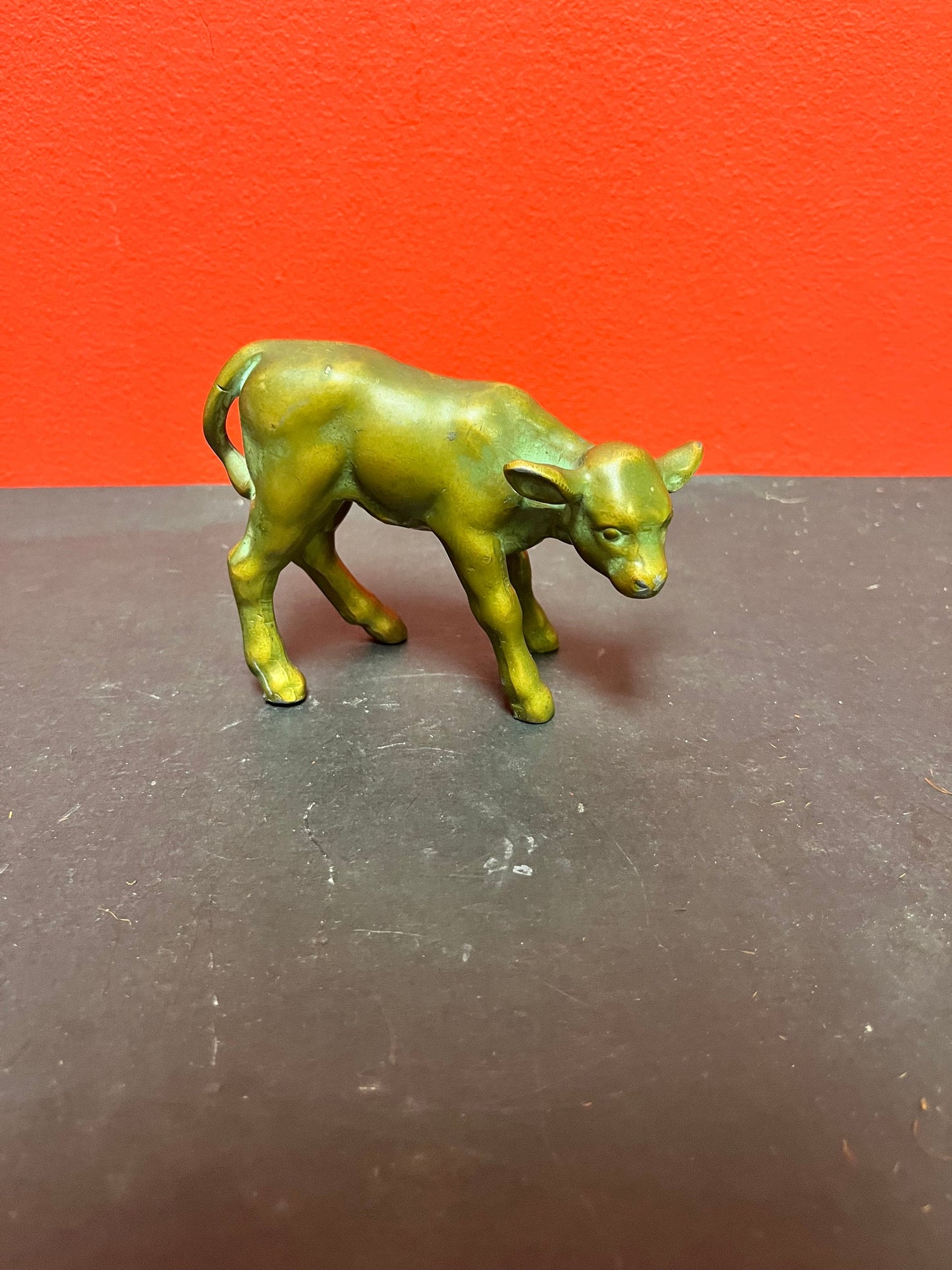 Lovely 4 1/2 x 3 high stylized antique bronze  fawn  great patina