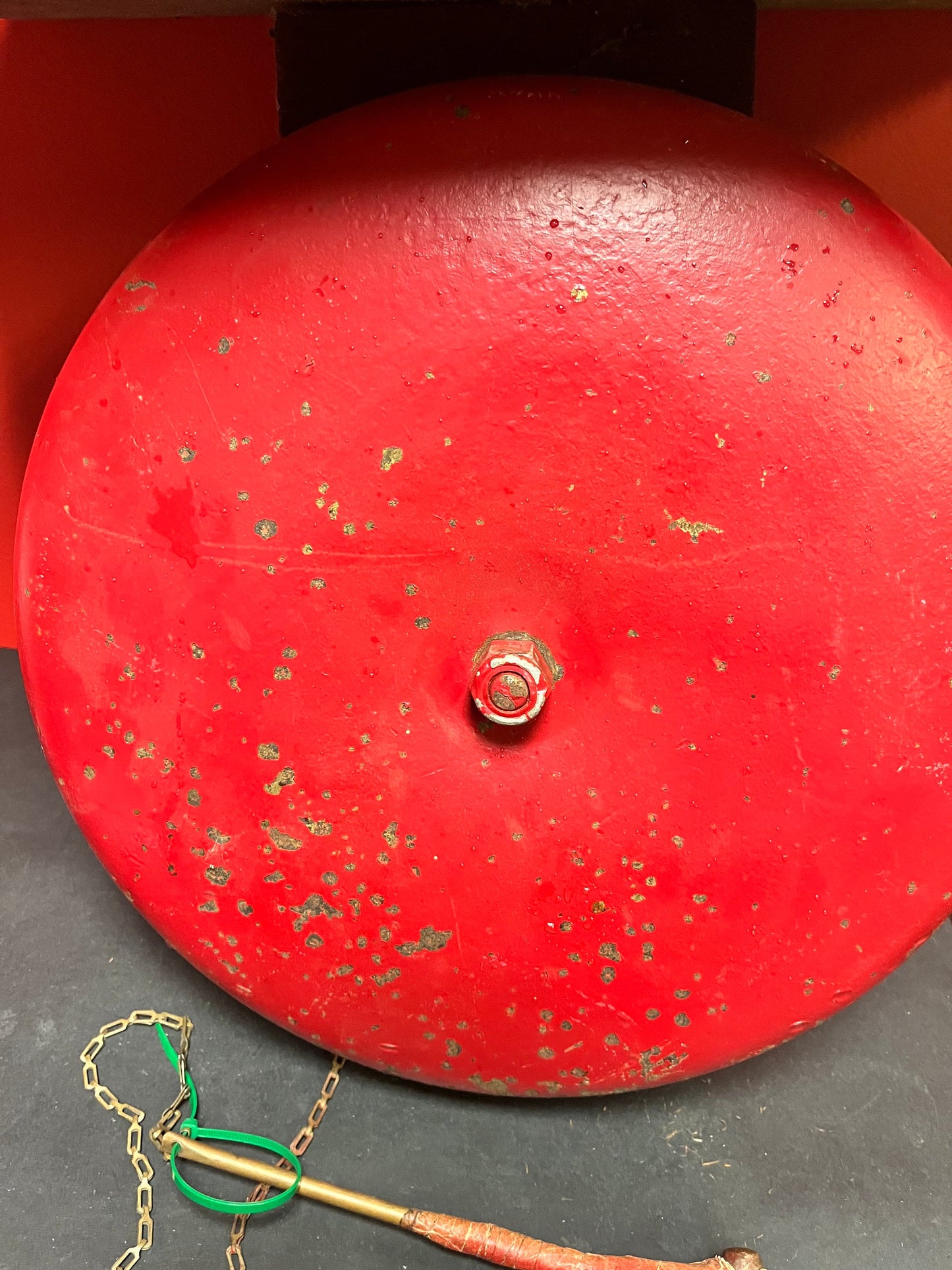 Fabulous boxing bell - old authentic museum quality Vancouver Island boxing club ring bell  bell 14 inches  plus shelf and hammer - wow