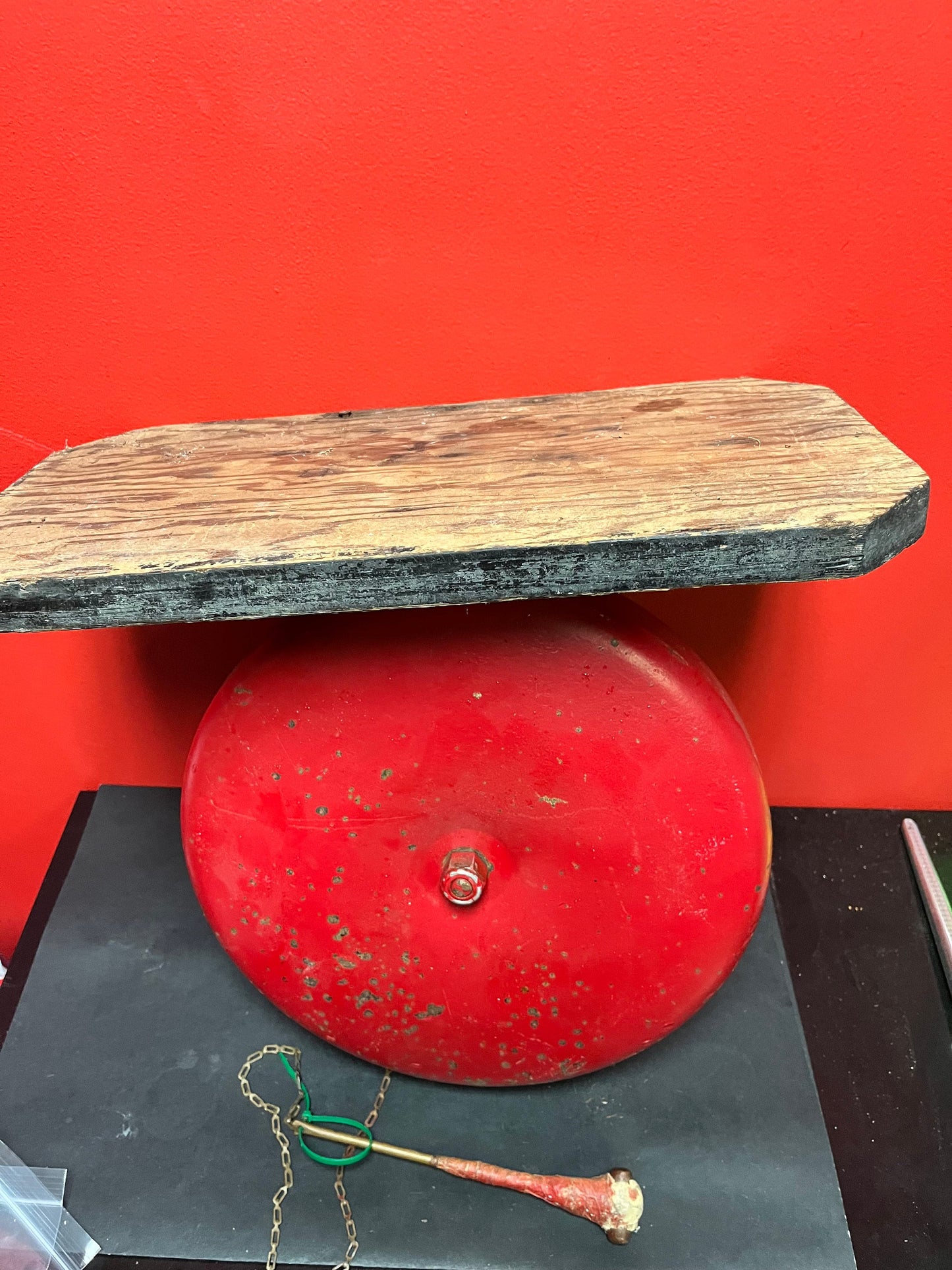 Fabulous boxing bell - old authentic museum quality Vancouver Island boxing club ring bell  bell 14 inches  plus shelf and hammer - wow