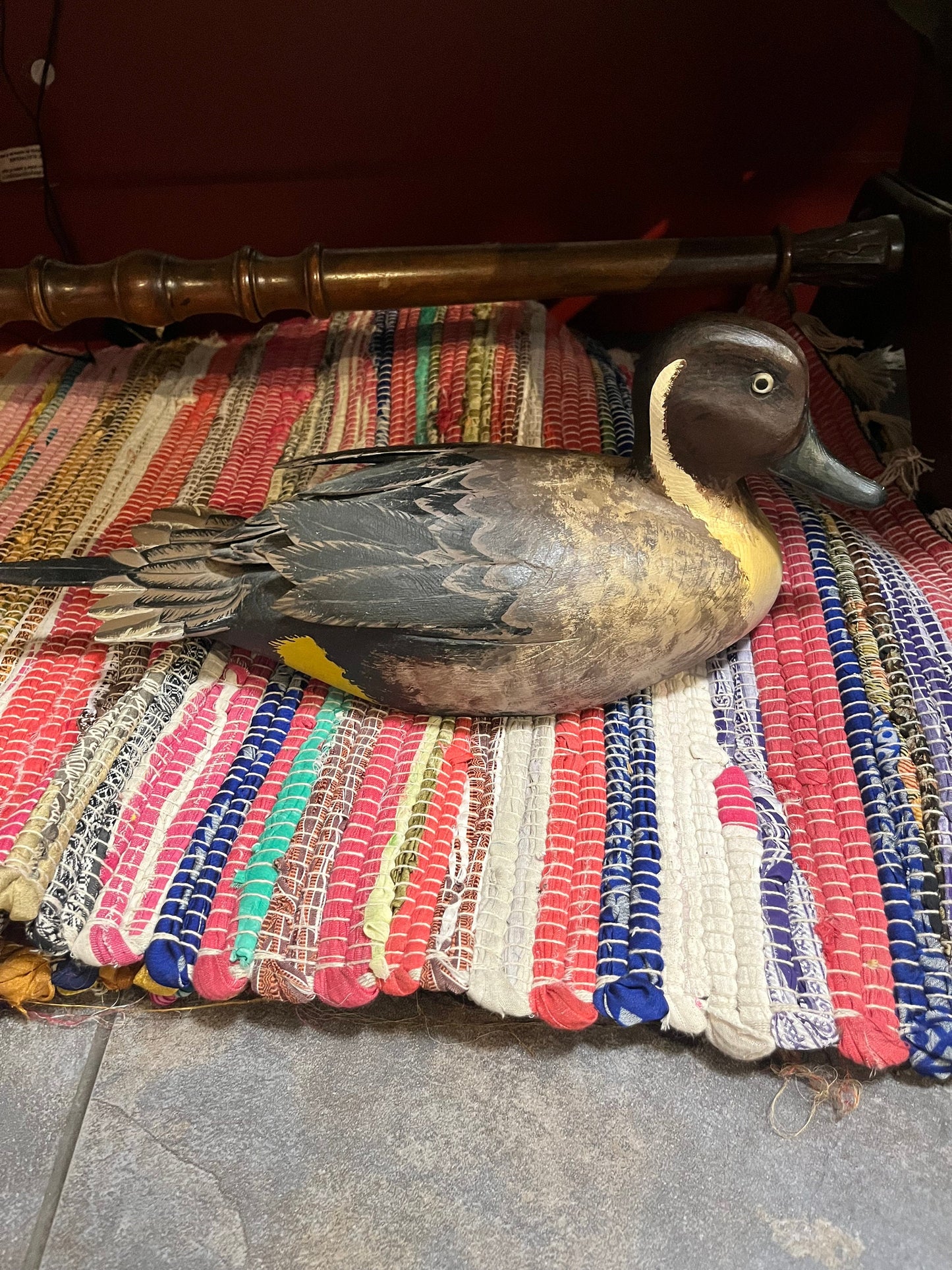 Stunning 17 x 5 x 7“ high signed Canadian hand carved pintail duck  great detail and condition  fabulous decor or gift