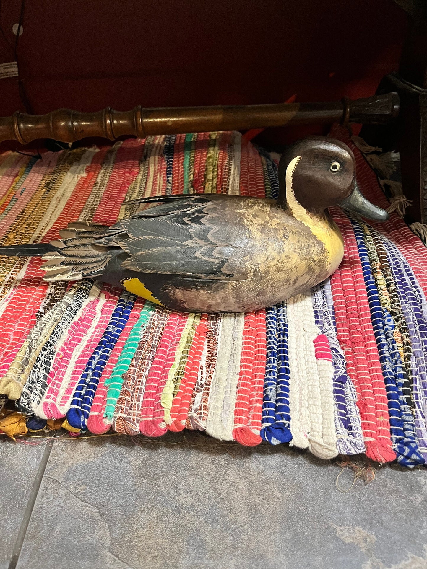 Stunning 17 x 5 x 7“ high signed Canadian hand carved pintail duck  great detail and condition  fabulous decor or gift