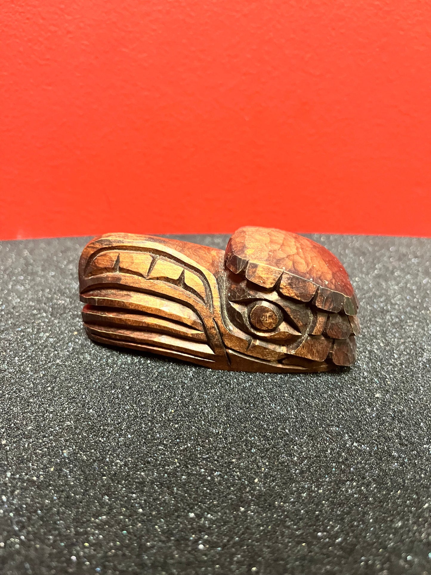 Lovely signed Canadian indigenous First Nations Pacific Northwest coast eagle head  good value