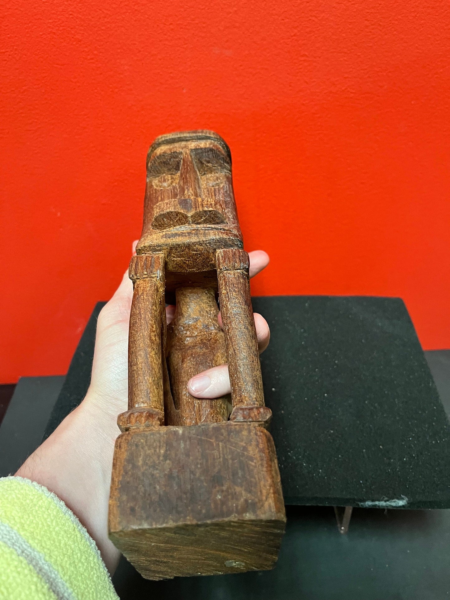 11 inch high antique Easter island statue   wooden with wonderful patina  museum quality