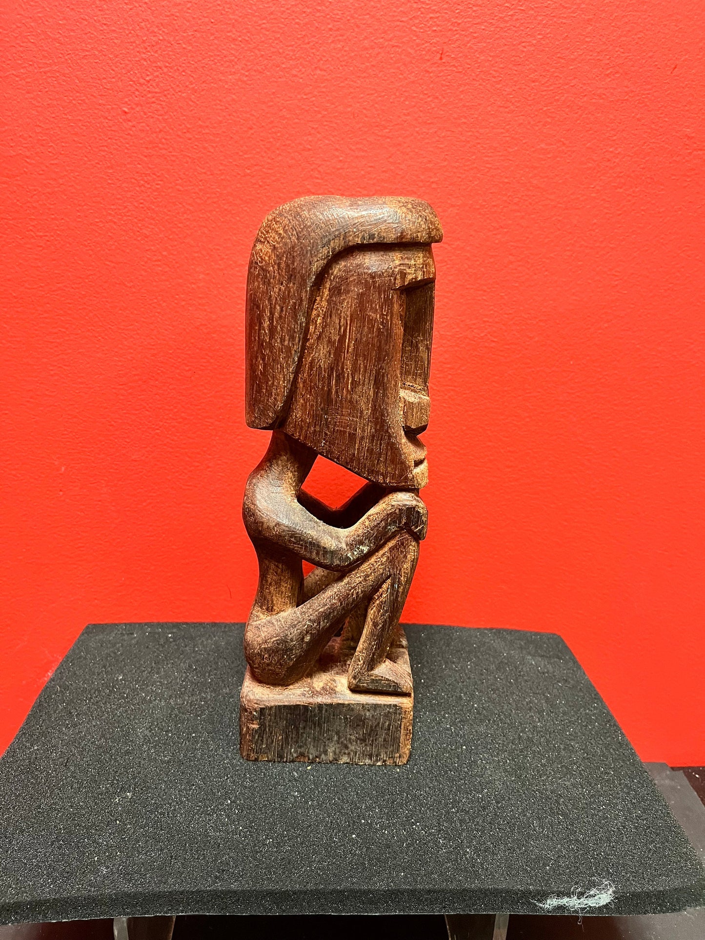 11 inch high antique Easter island statue   wooden with wonderful patina  museum quality