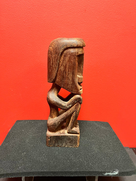 11 inch high antique Easter island statue   wooden with wonderful patina  museum quality