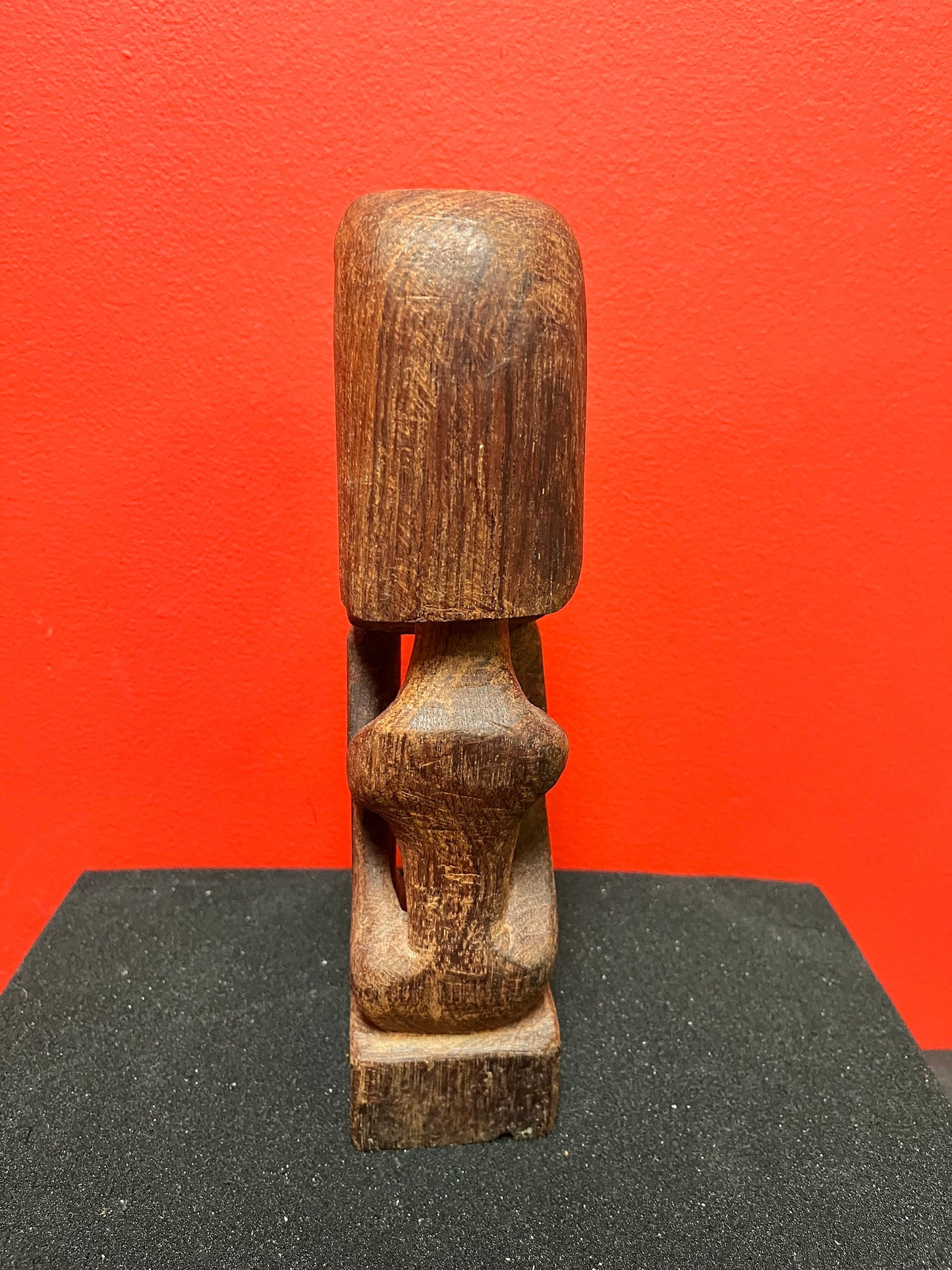 11 inch high antique Easter island statue   wooden with wonderful patina  museum quality