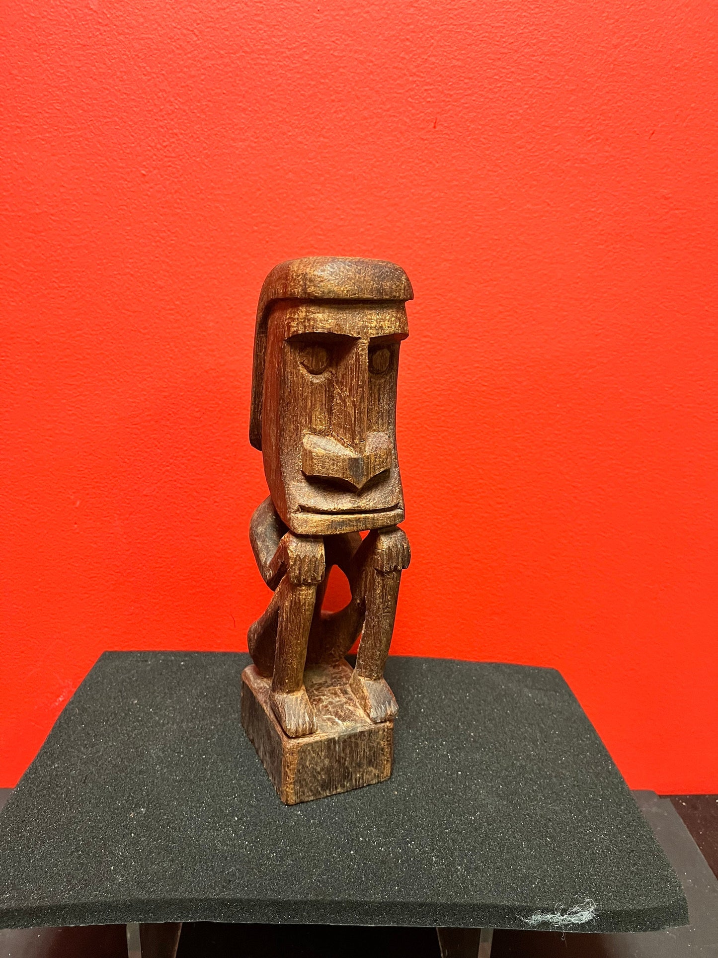 11 inch high antique Easter island statue   wooden with wonderful patina  museum quality