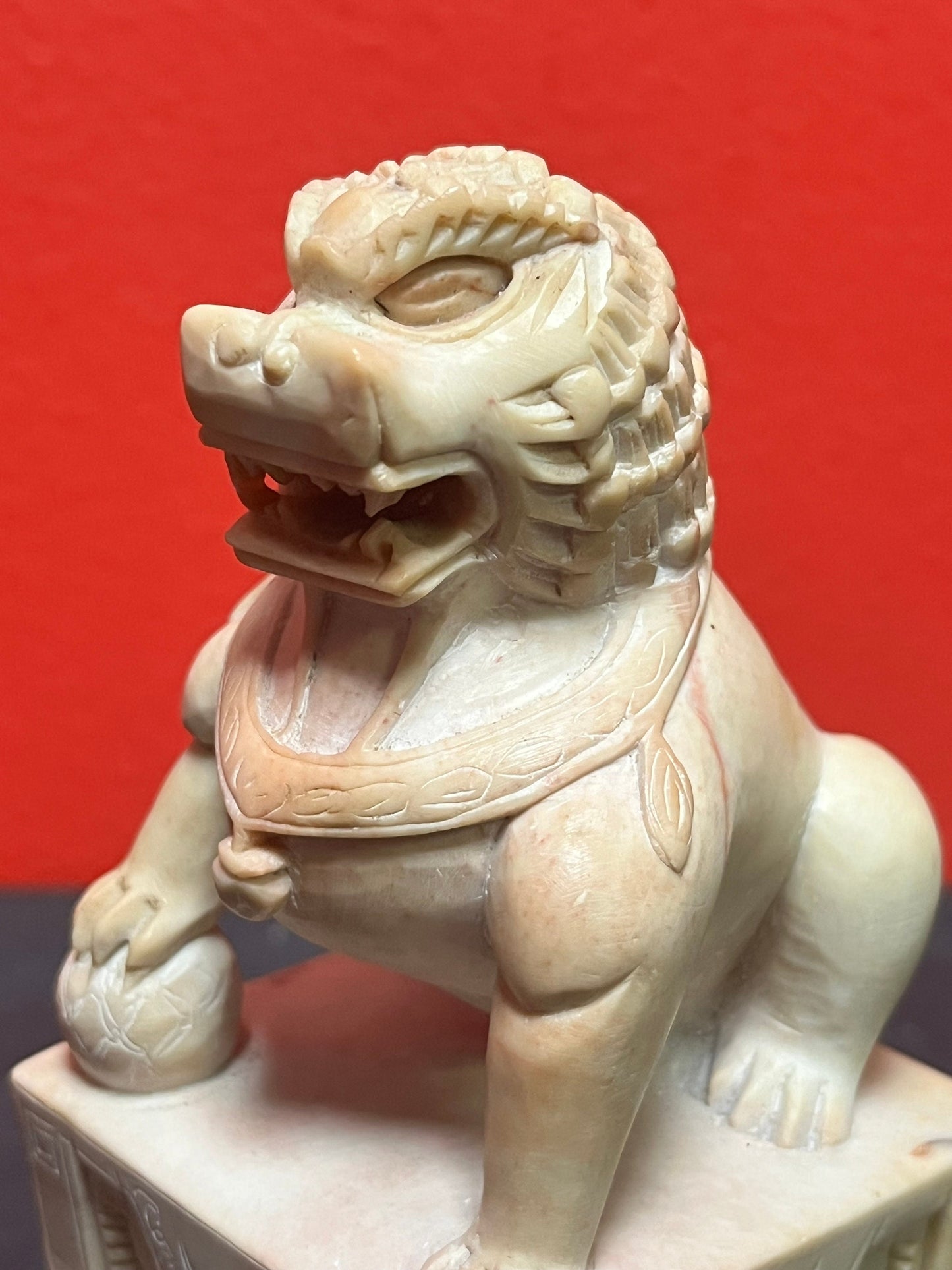 5 inch tall, Asian Chinese soapstone foo dog  great condition