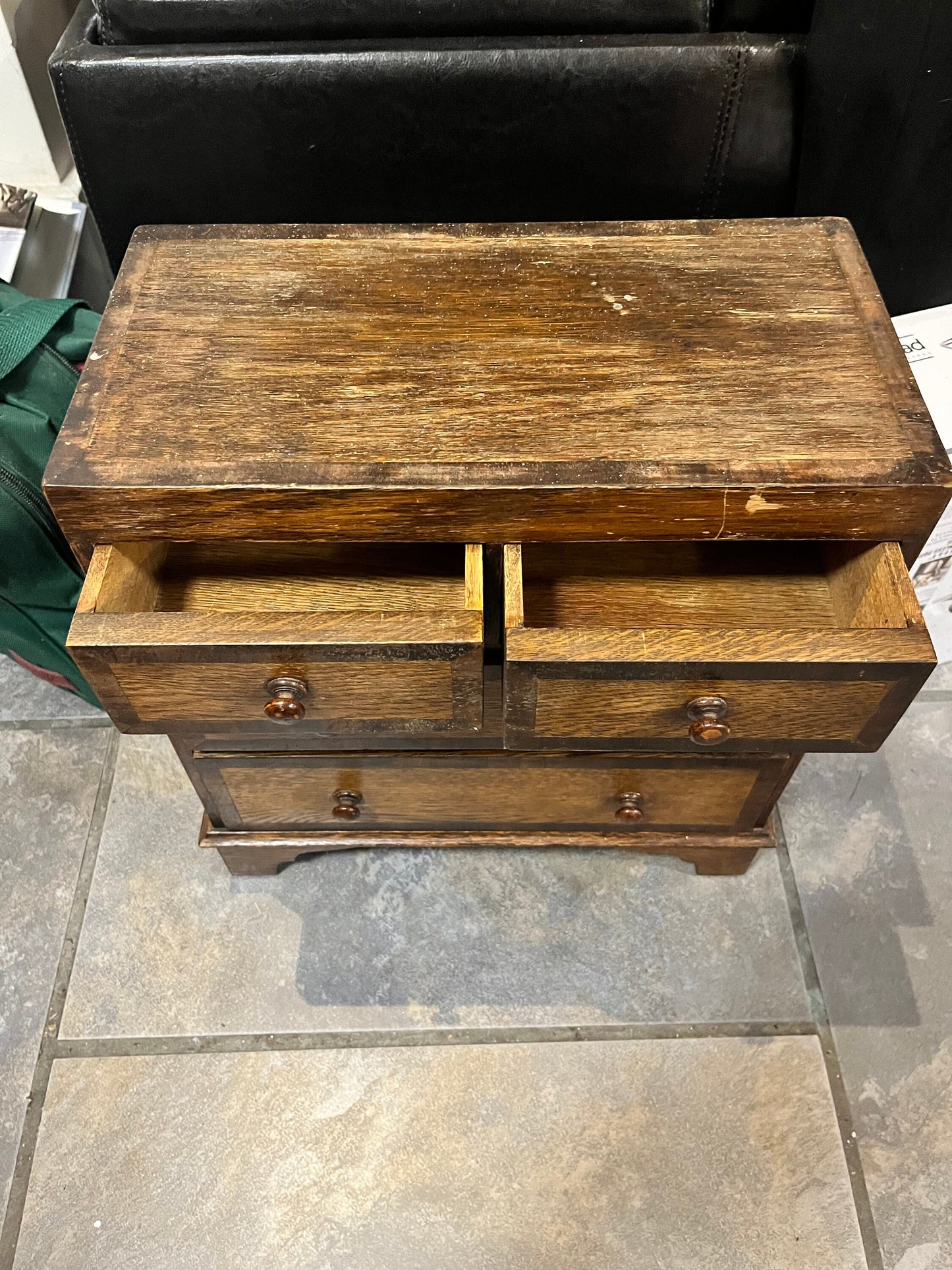 A 13 x 7 x 14 inch high antique wooden salesman salesman sample chest of drawers  late 1800s miniature furniture beautiful