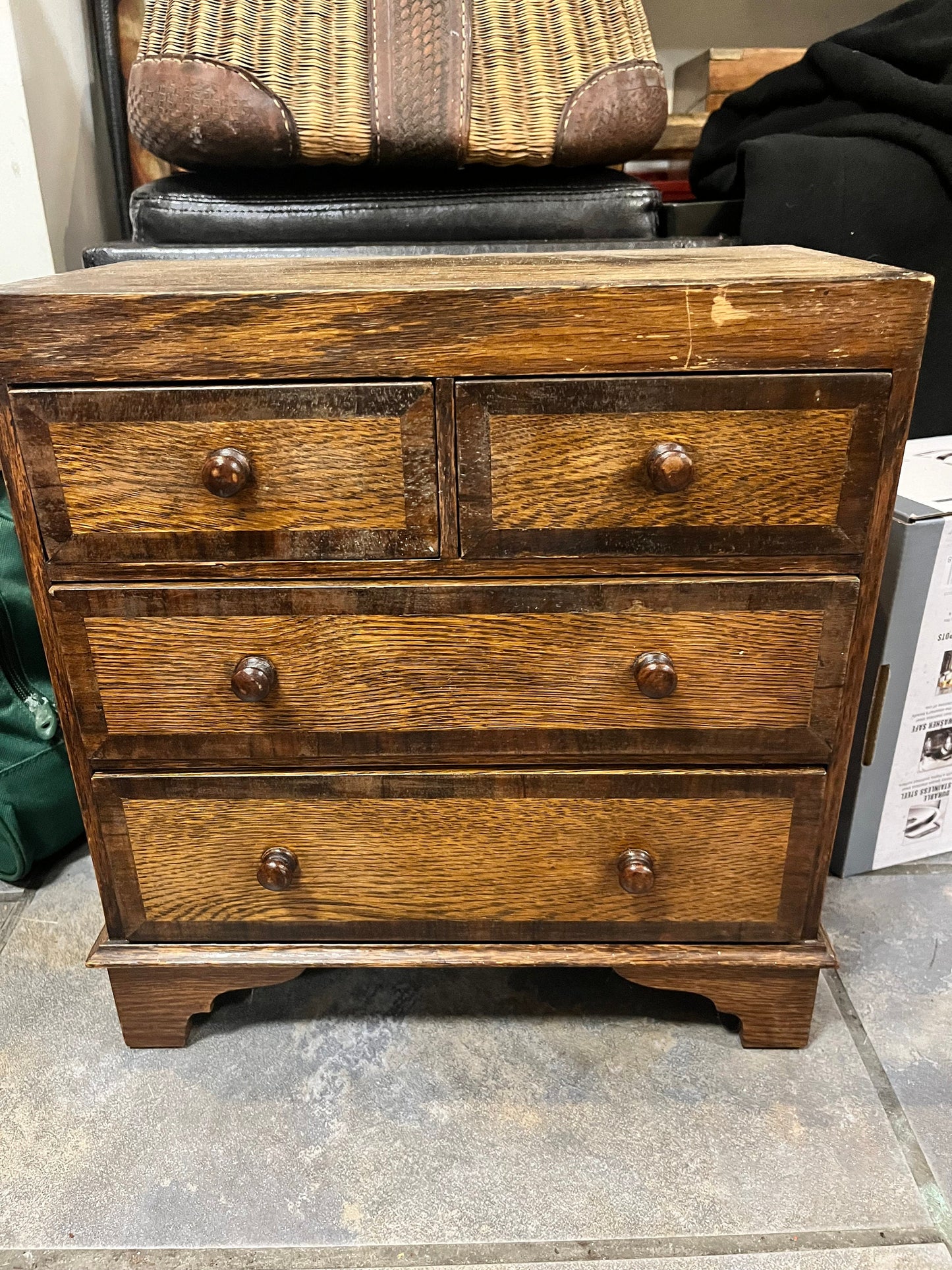 A 13 x 7 x 14 inch high antique wooden salesman salesman sample chest of drawers  late 1800s miniature furniture beautiful