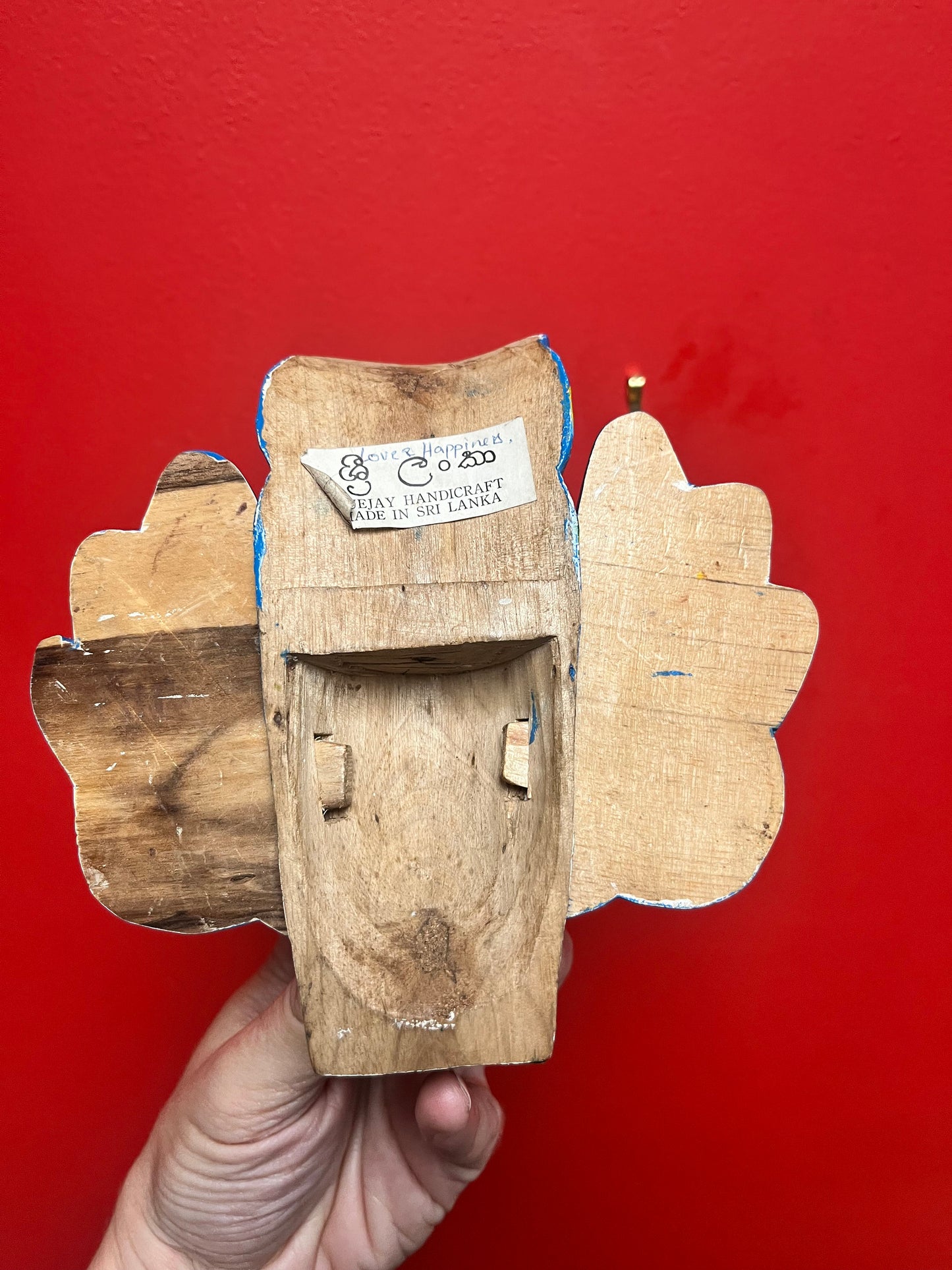 7 inch tall old Sri Lankan wooden mask  cool imagery