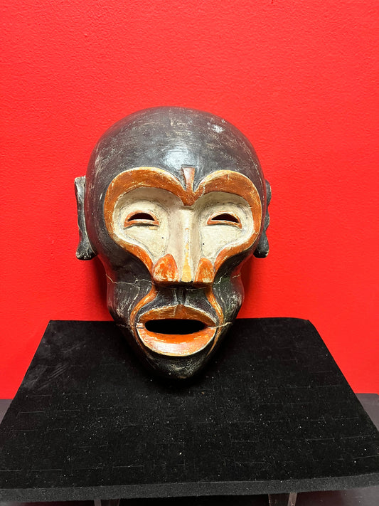 A Spectacular rare late 19 century African Congolese  monkey human ceremonial mask  as is condition so see photos  wow  11 x 8“ wide