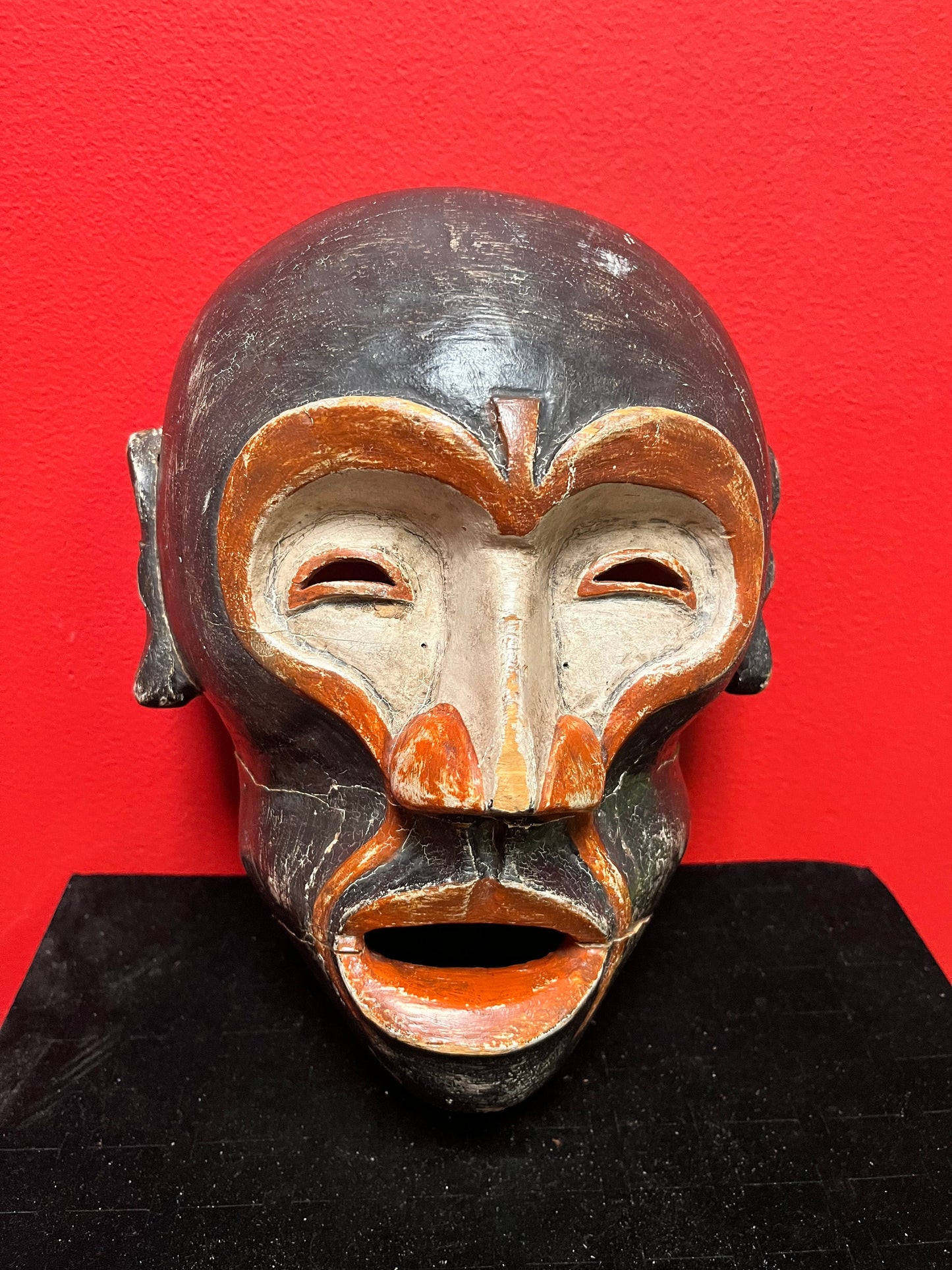 A Spectacular rare late 19 century African Congolese  monkey human ceremonial mask  as is condition so see photos  wow  11 x 8“ wide