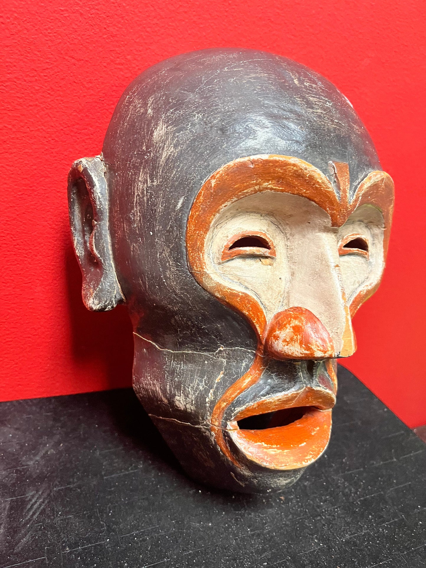 A Spectacular rare late 19 century African Congolese  monkey human ceremonial mask  as is condition so see photos  wow  11 x 8“ wide