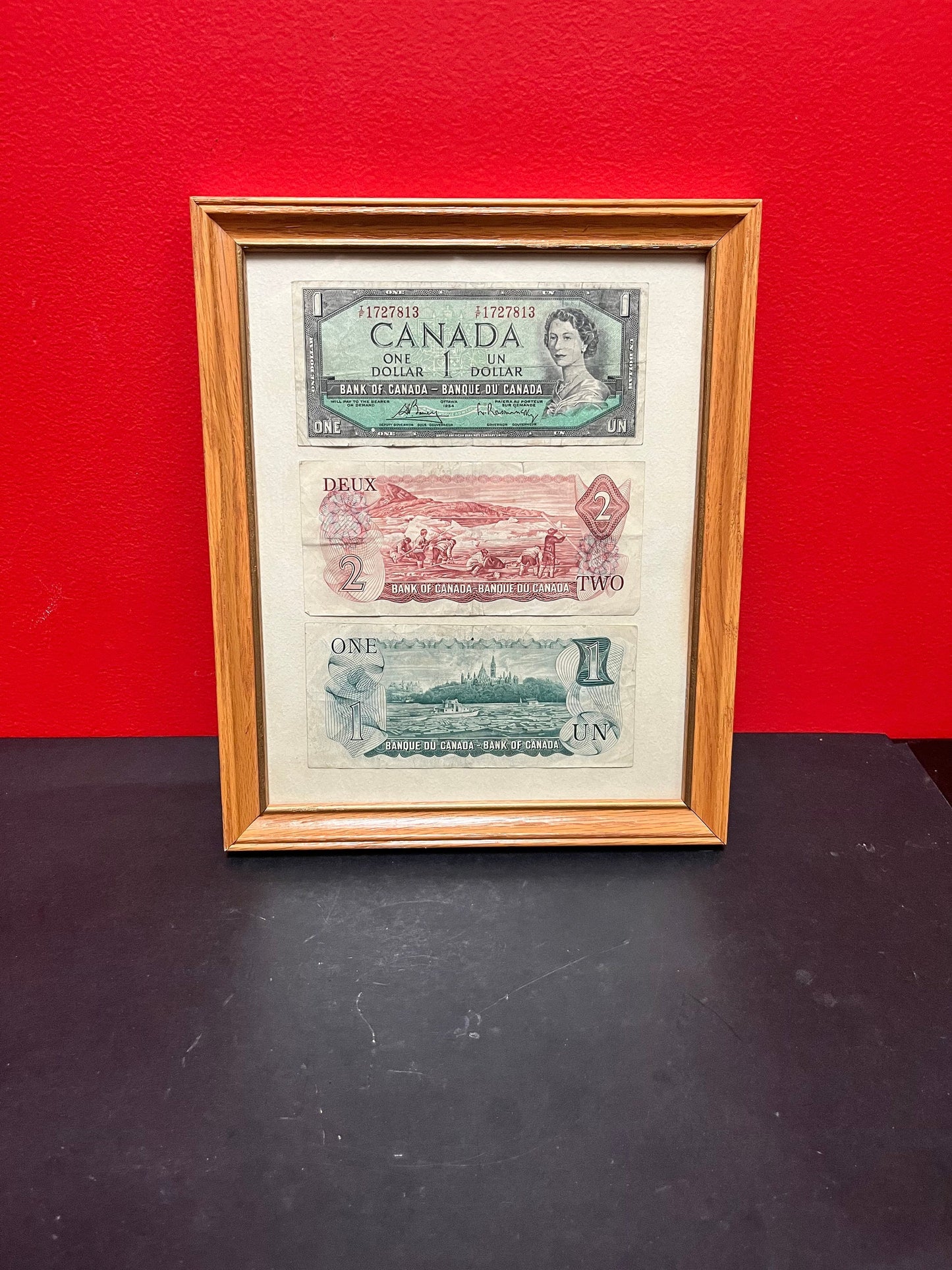 11 x 9 Canadian currency in frame