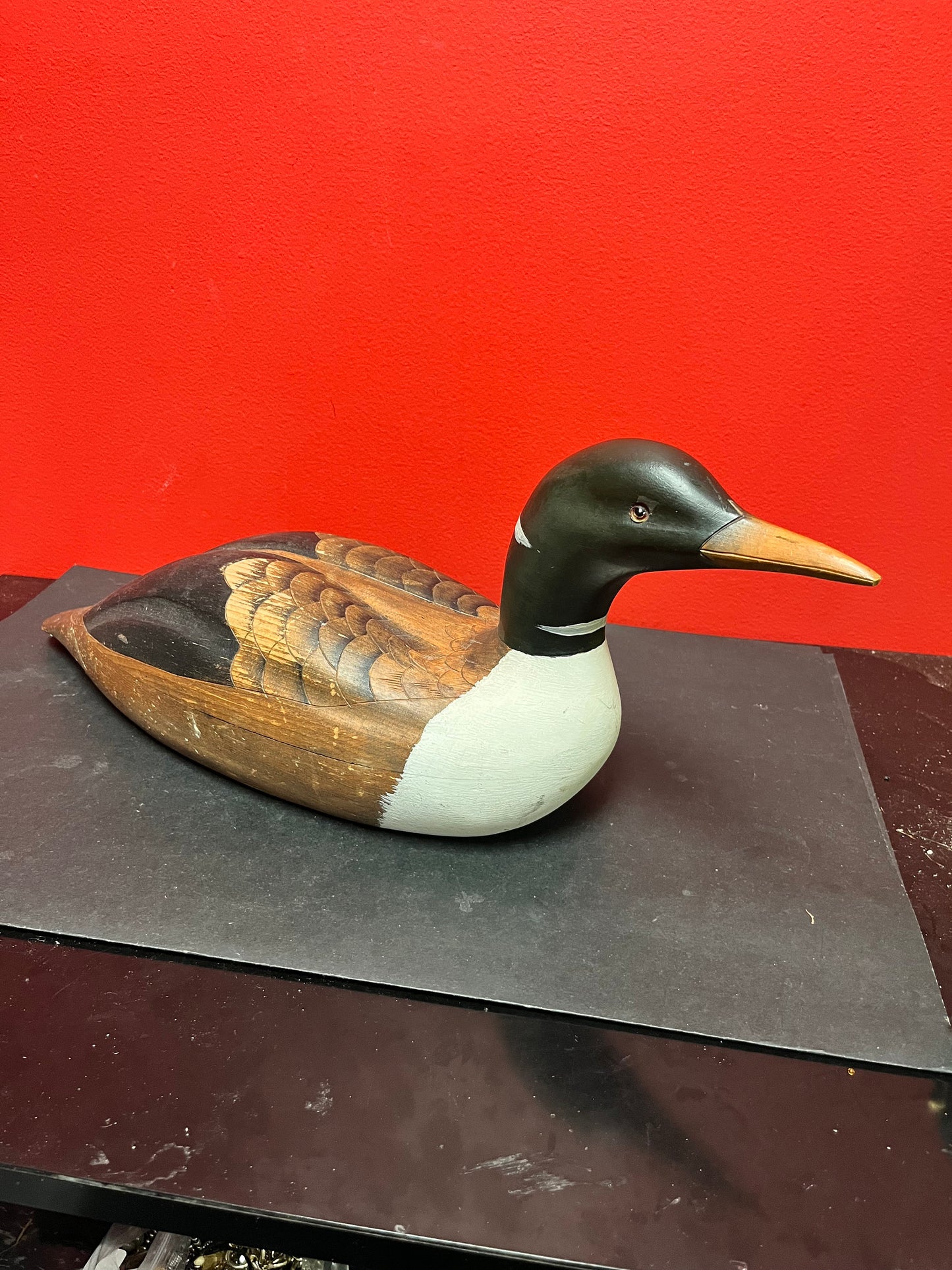 20 x 8 high Canadian signed handmade wooden duck decoy with great detail