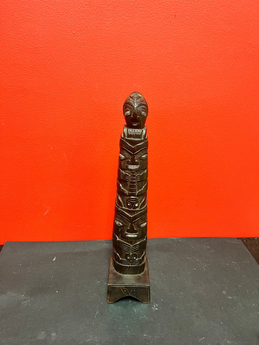 Very rare antique 14 inch tall indigenous first nations, Pacific Northwest Coast transformation totem pole  found mid Vancouver Island!