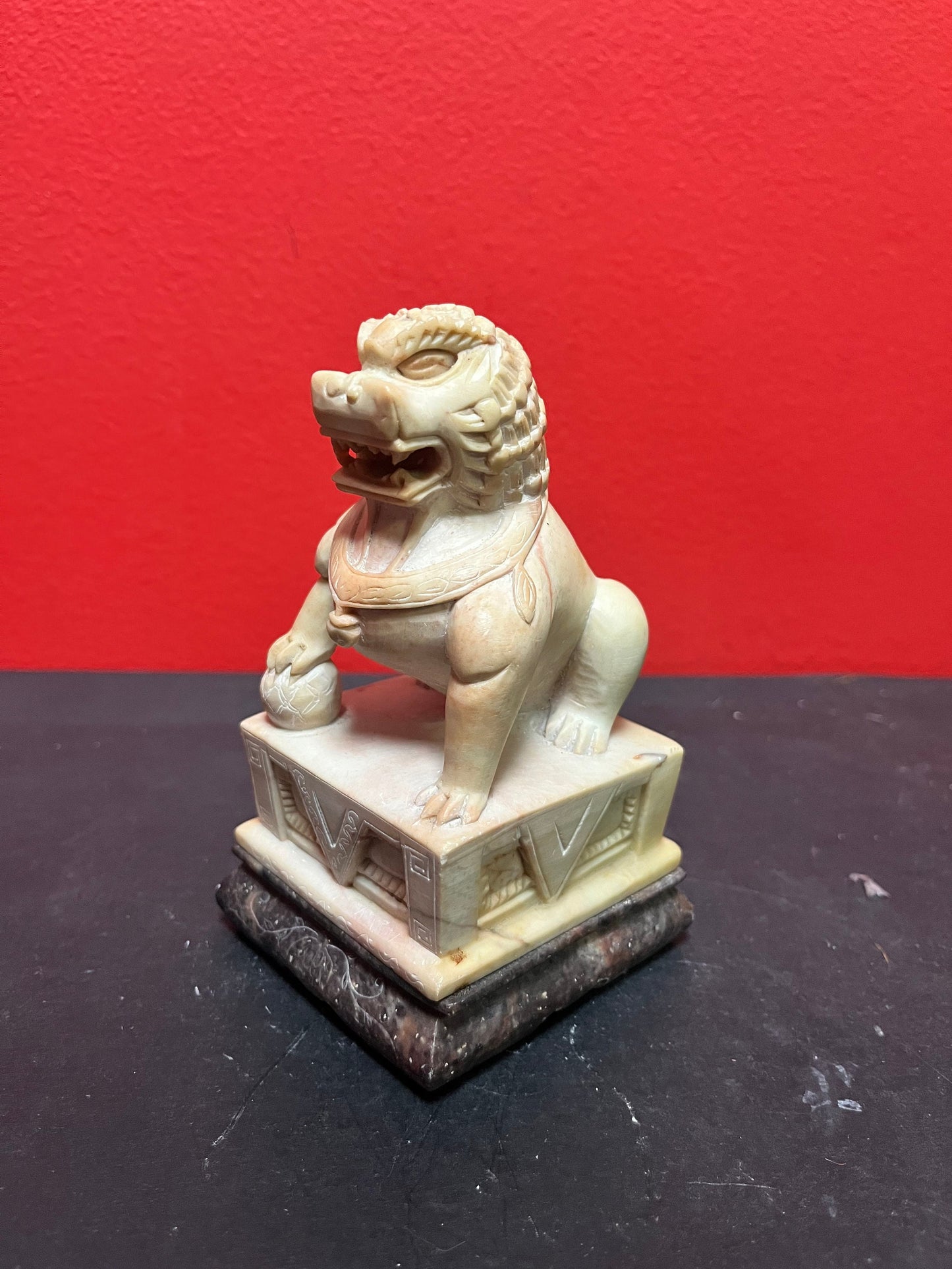 5 inch tall, Asian Chinese soapstone foo dog  great condition