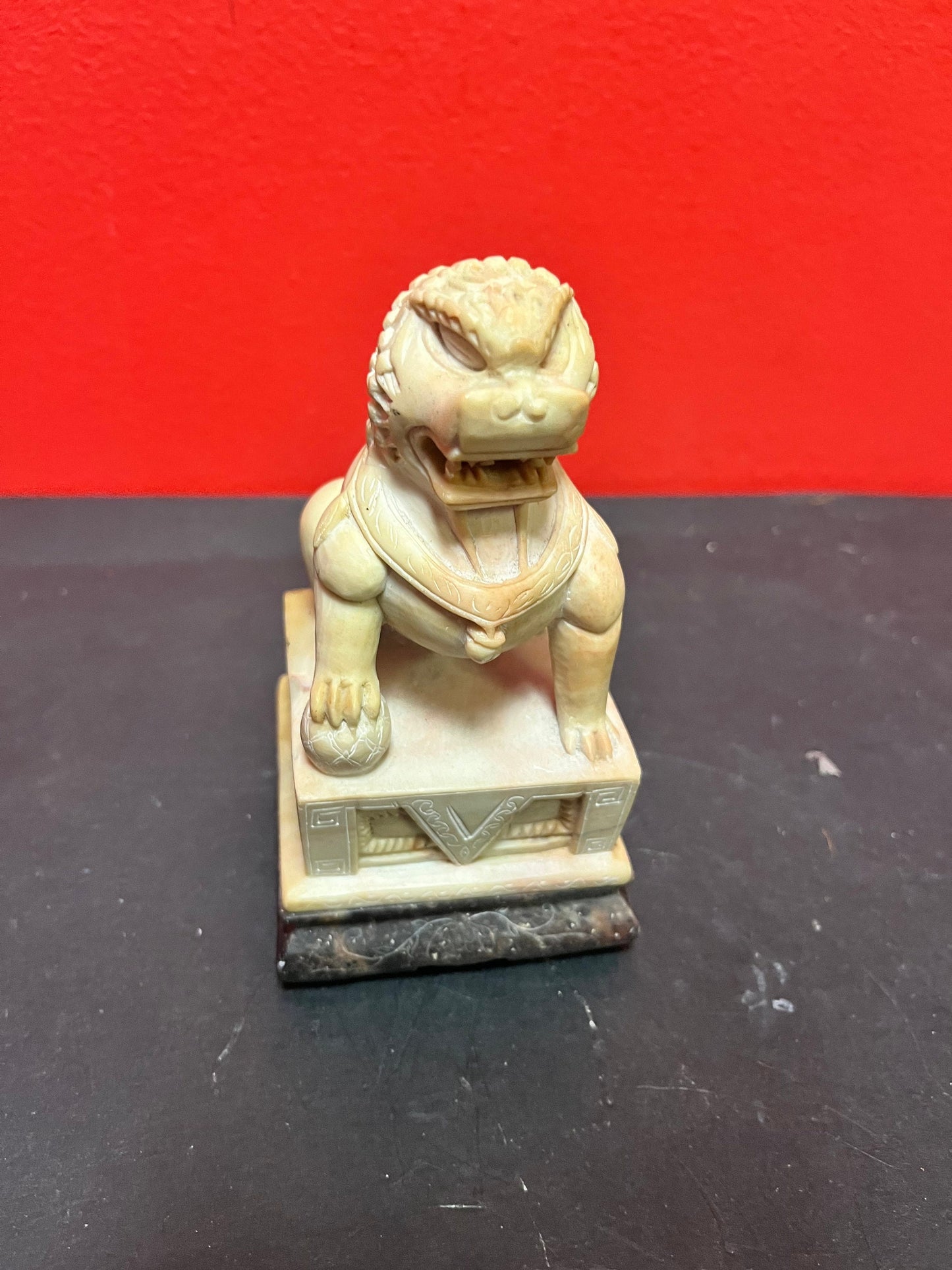 5 inch tall, Asian Chinese soapstone foo dog  great condition