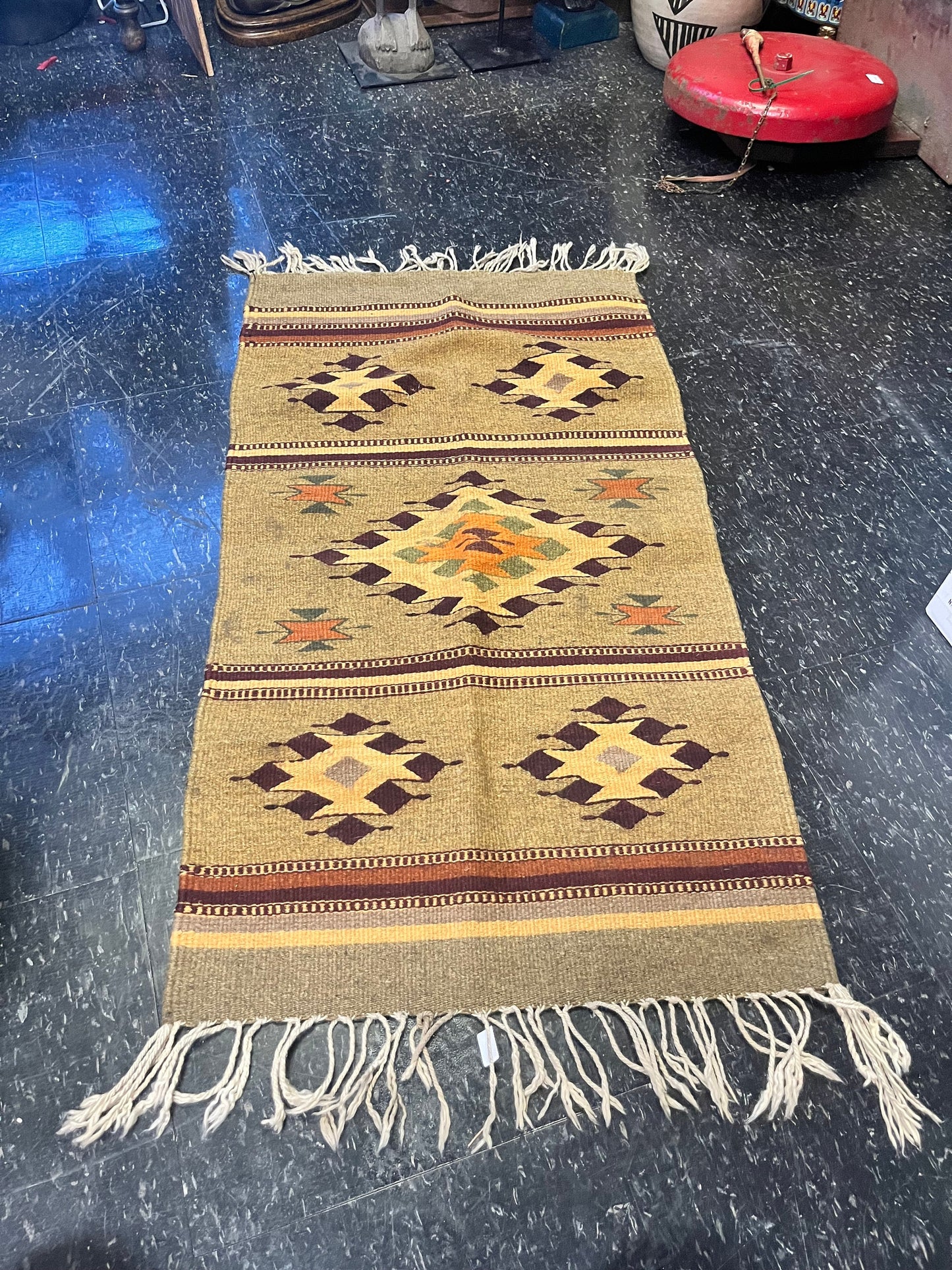 Beautiful 45 x 21 small authentic Navajo rug carpet  beautiful condition and unique colours