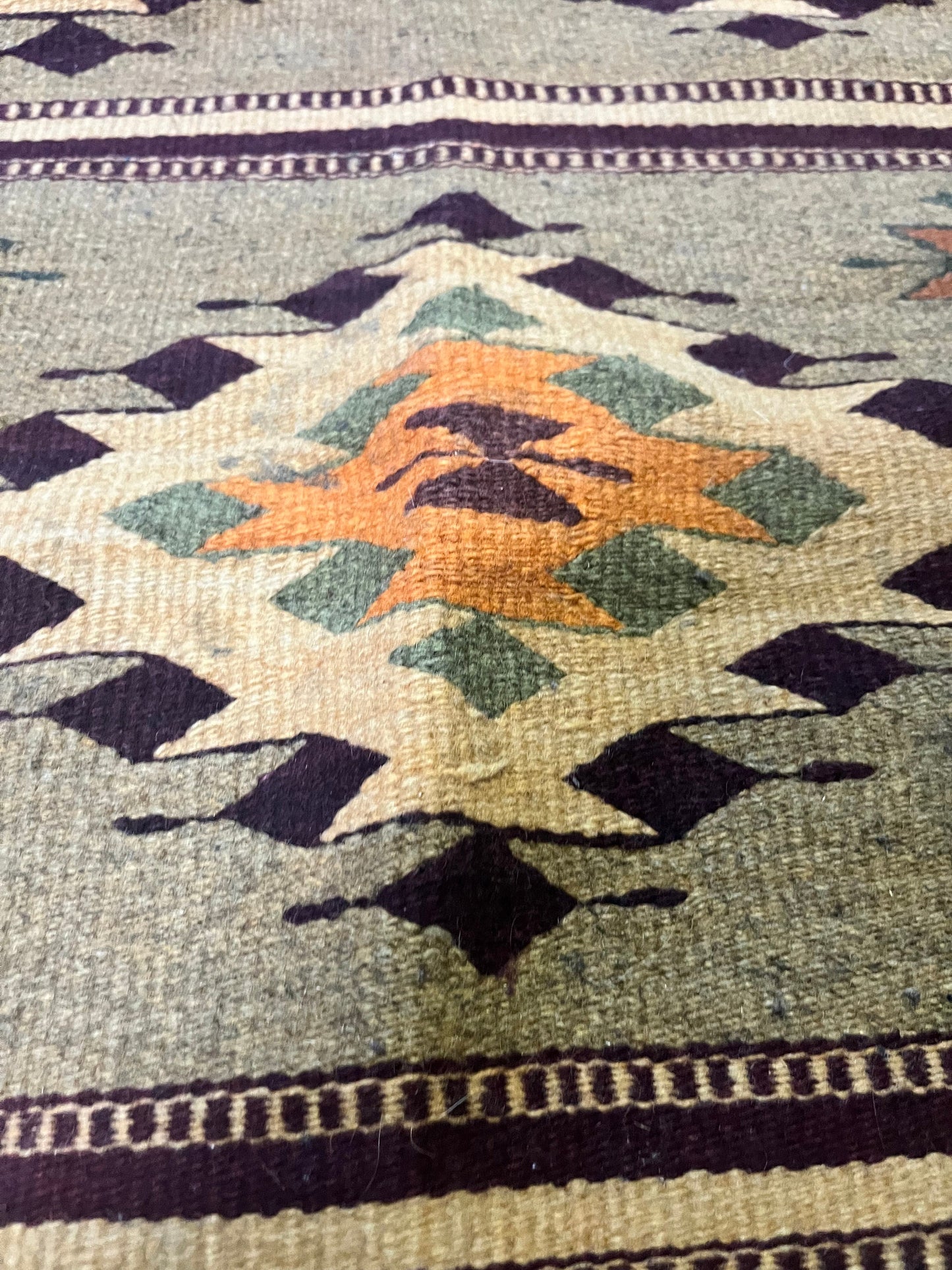 Beautiful 45 x 21 small authentic Navajo rug carpet  beautiful condition and unique colours