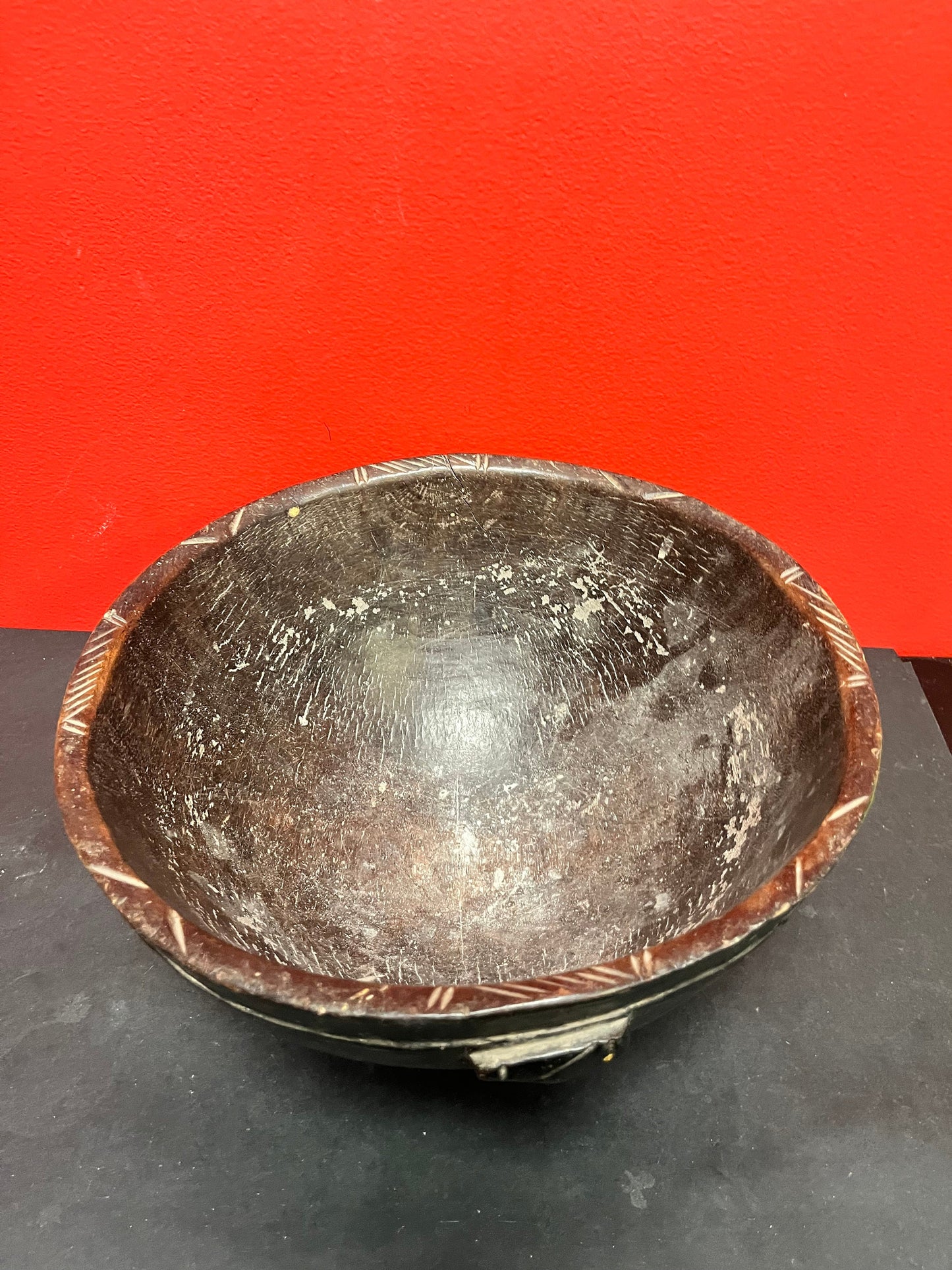 Simple and fantastic 12 x 7 high late 19 century African bowl   possibly used for day-to-day activity  great patina and condition - wow