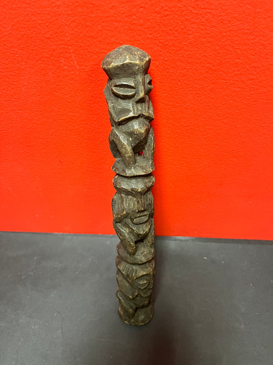 A  12 inch antique carved African wood statue of the no evils  great detail and needs assistance to stand good value